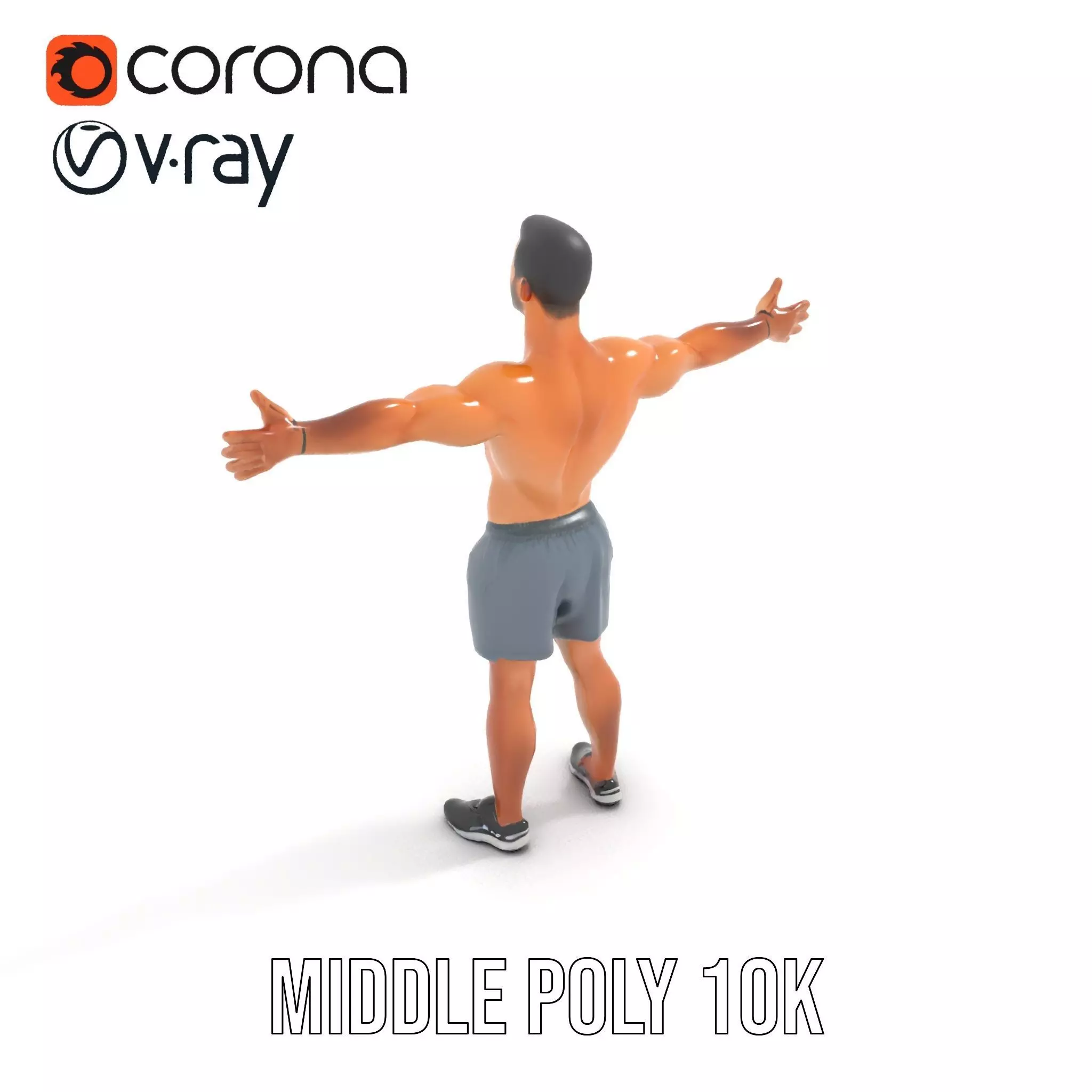 Athletic Male Figure Model Pack with Sportswear Low-poly 3D model_6