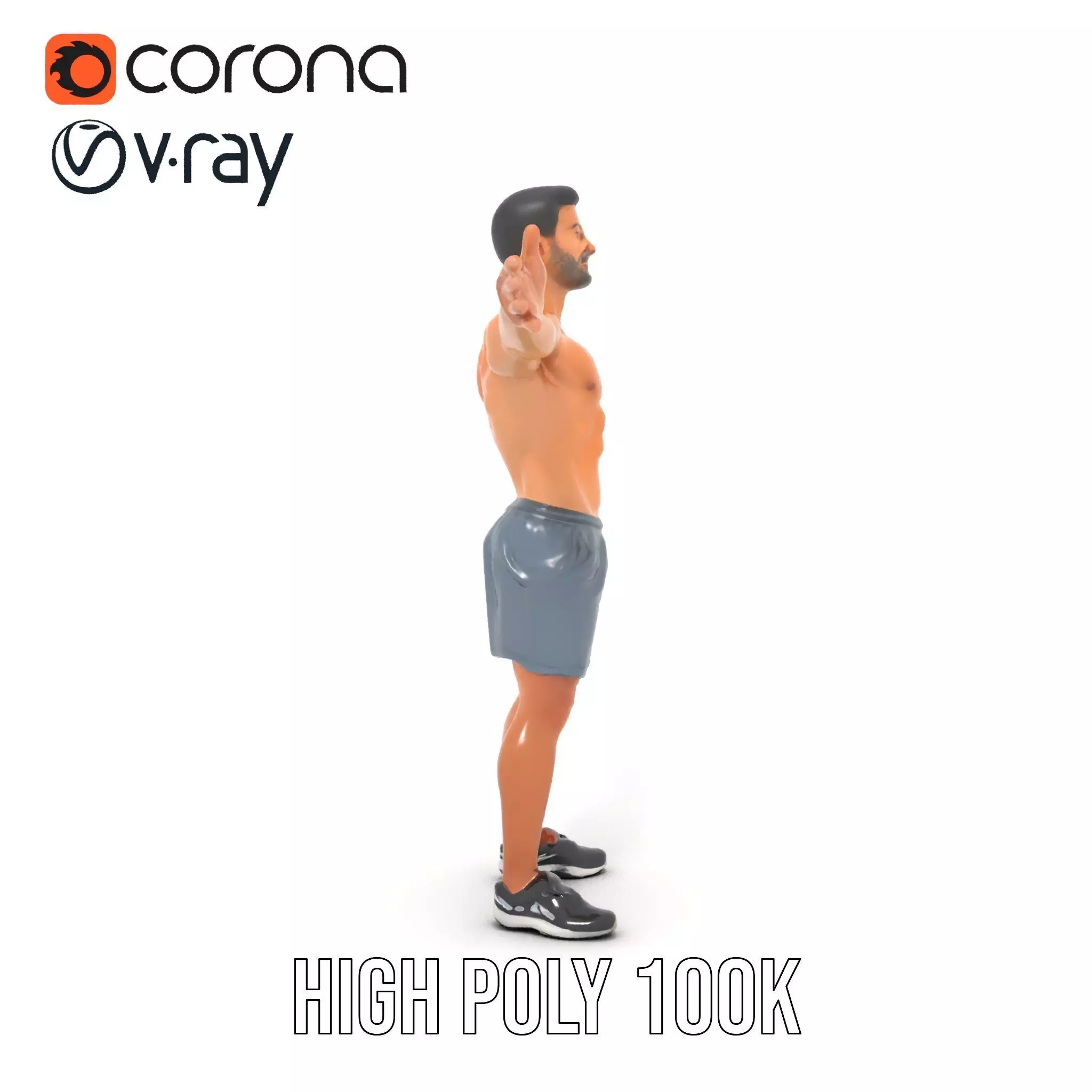 Athletic Male Figure Model Pack with Sportswear Low-poly 3D model_26