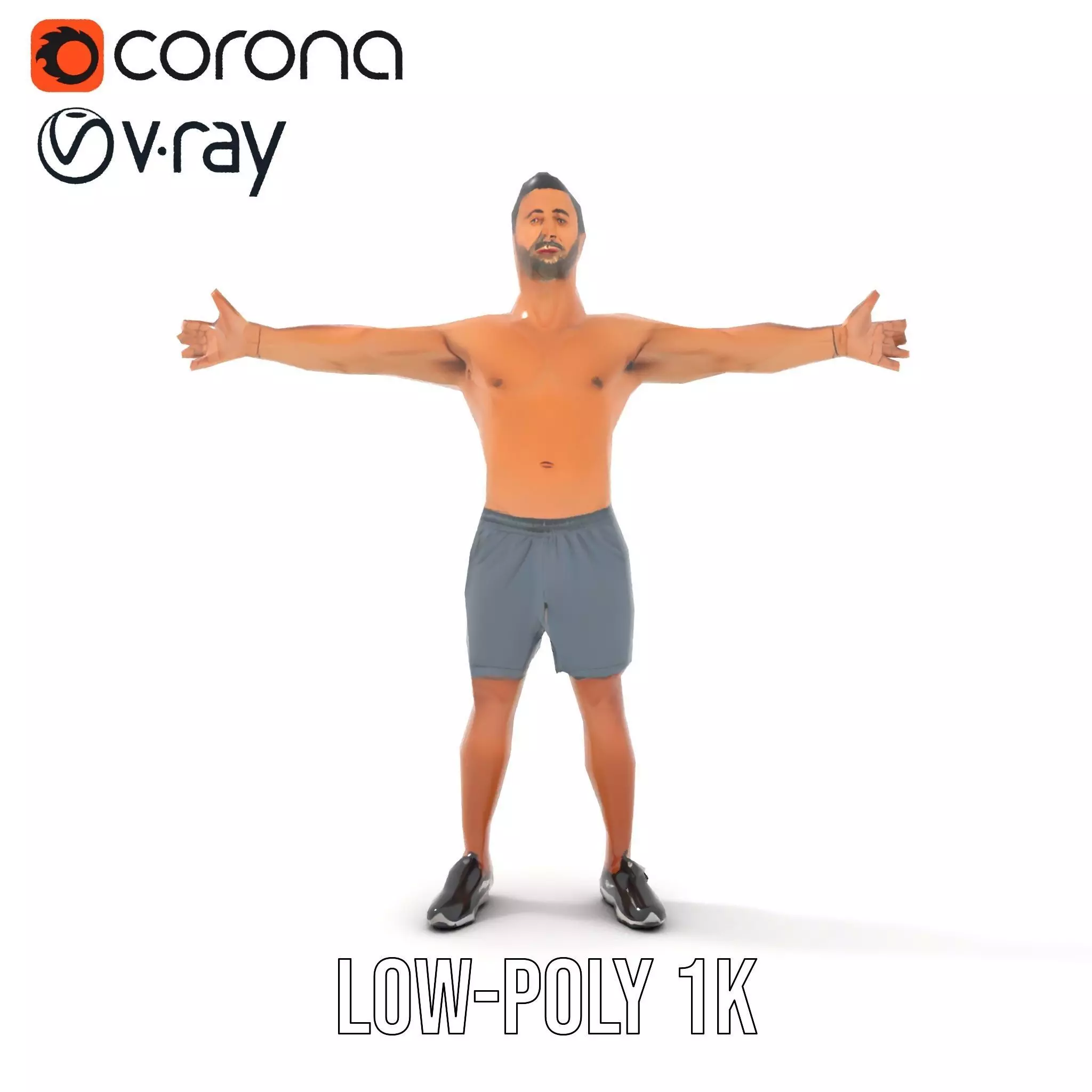 Athletic Male Figure Model Pack with Sportswear Low-poly 3D model_13