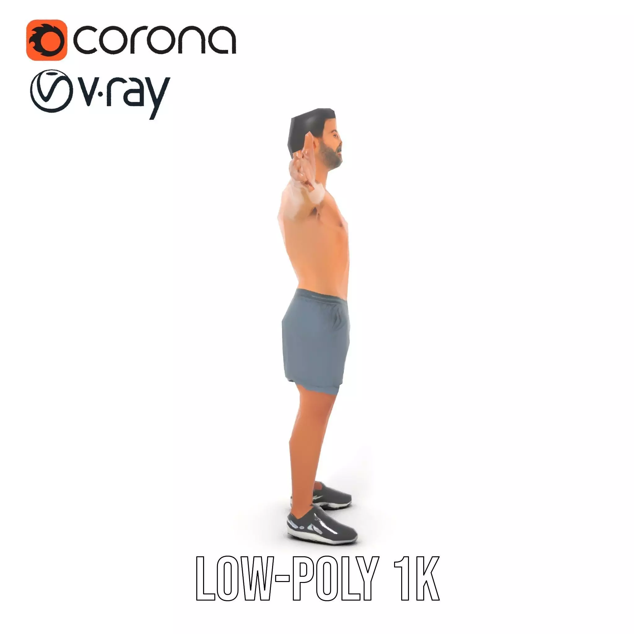 Athletic Male Figure Model Pack with Sportswear Low-poly 3D model_7