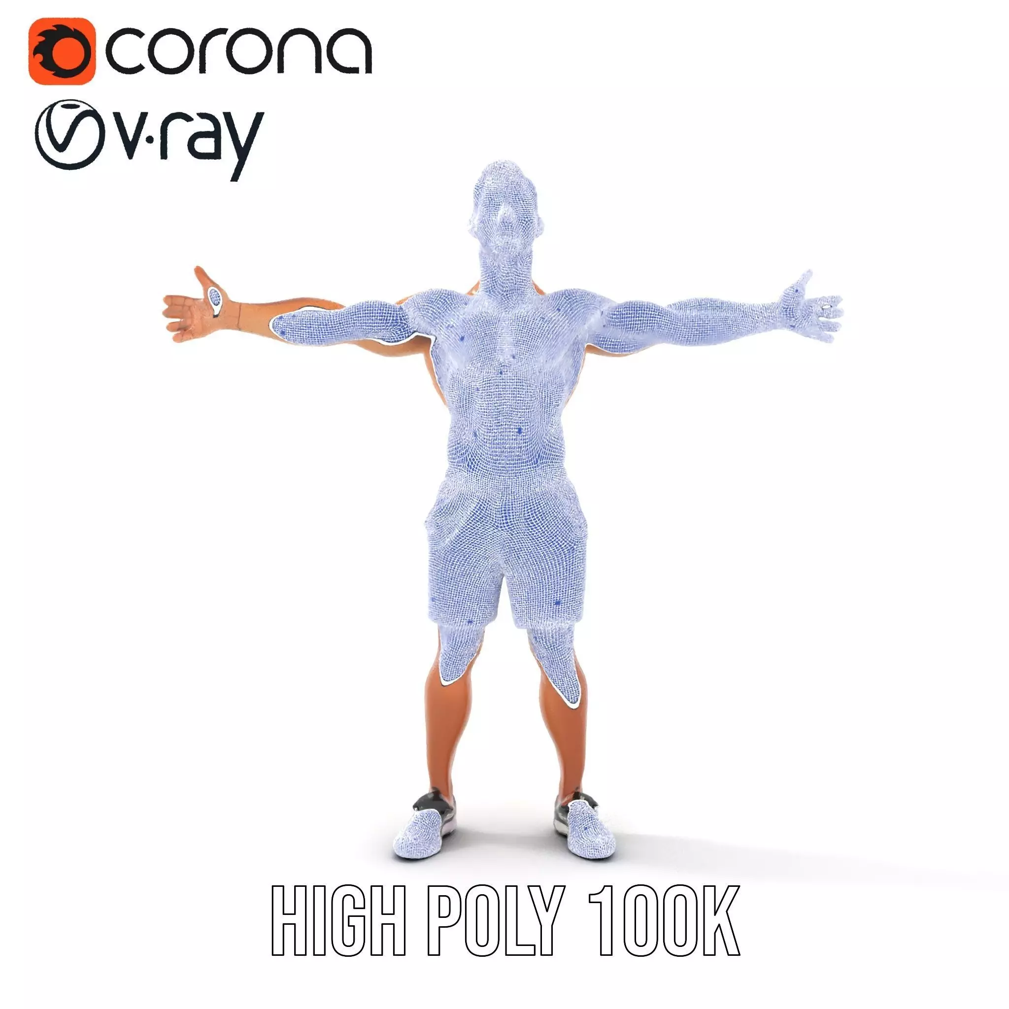 Athletic Male Figure Model Pack with Sportswear Low-poly 3D model_34