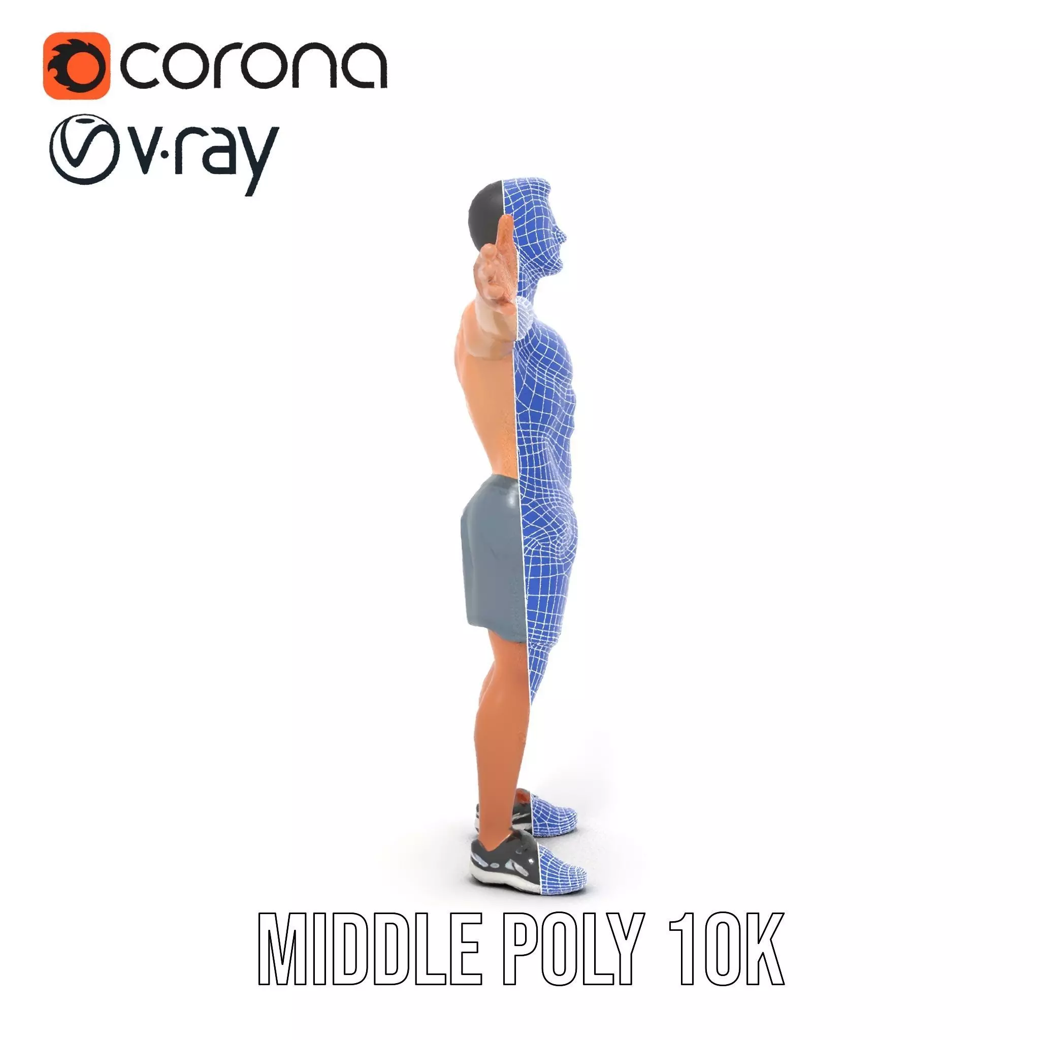 Athletic Male Figure Model Pack with Sportswear Low-poly 3D model_29