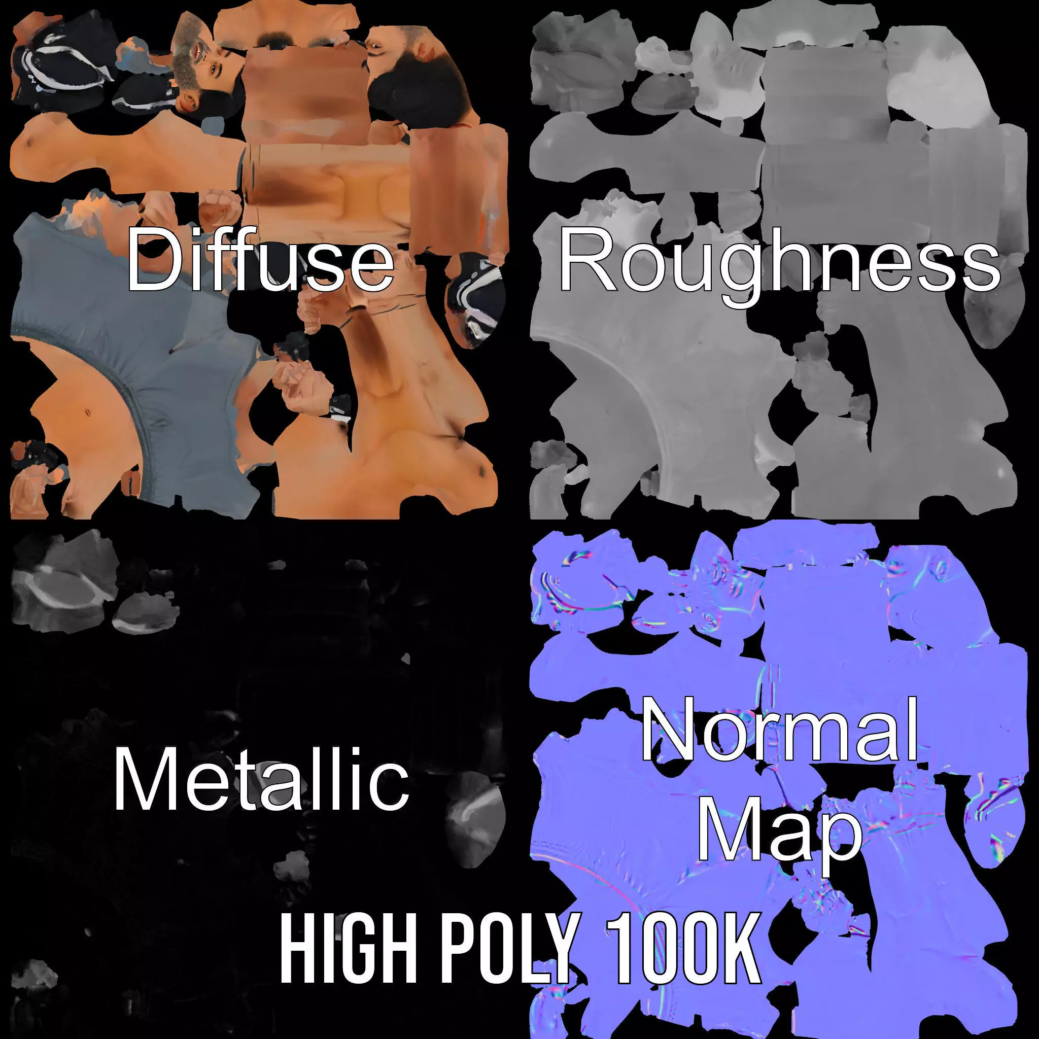 Athletic Male Figure Model Pack with Sportswear Low-poly 3D model_3