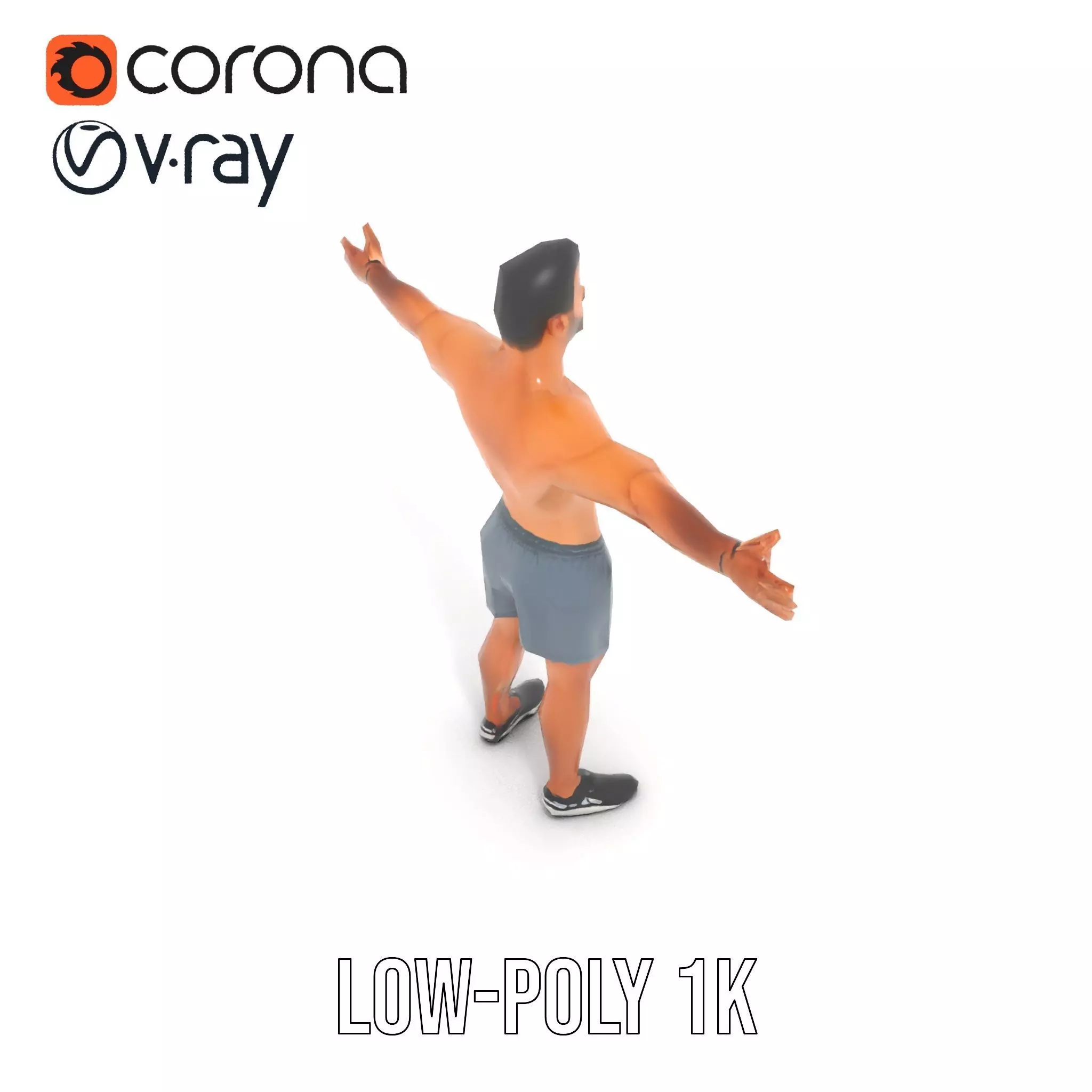 Athletic Male Figure Model Pack with Sportswear Low-poly 3D model_8