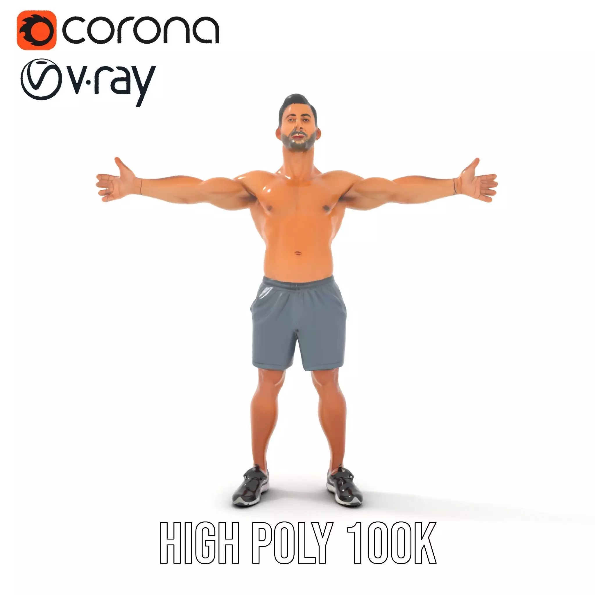 Athletic Male Figure Model Pack with Sportswear Low-poly 3D model_14