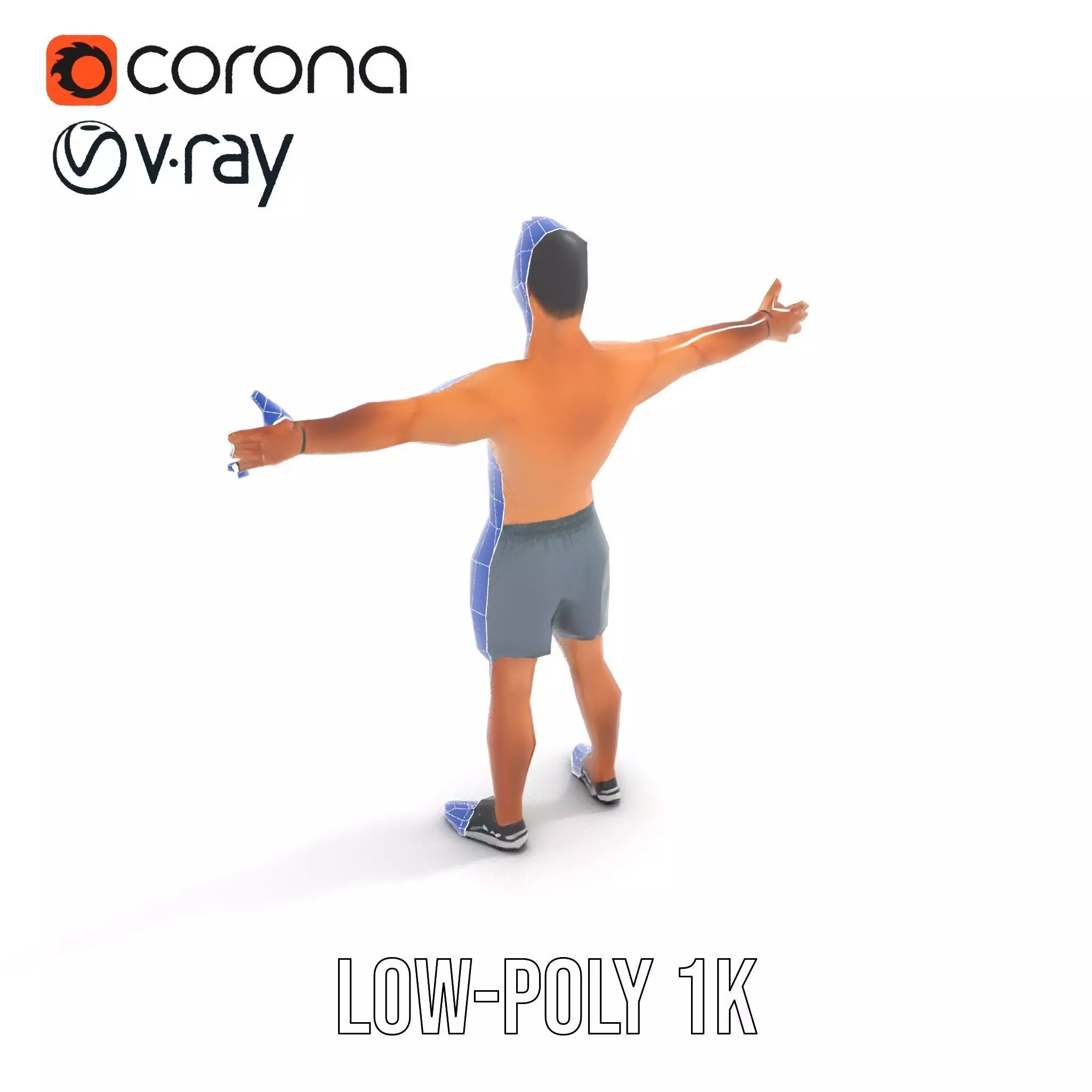 Athletic Male Figure Model Pack with Sportswear Low-poly 3D model_28