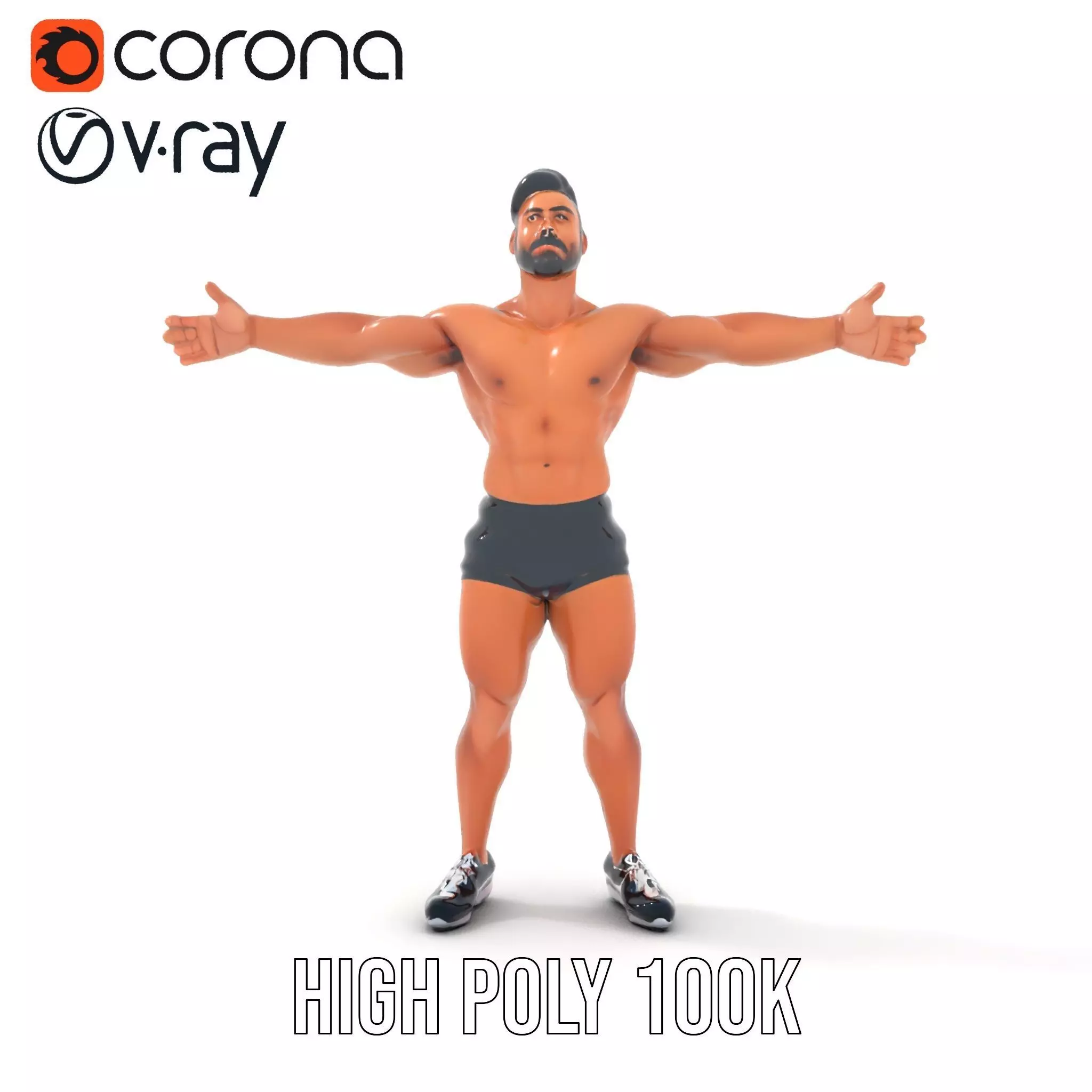 Muscular Athletic Man Model Pack Low-poly 3D model_13