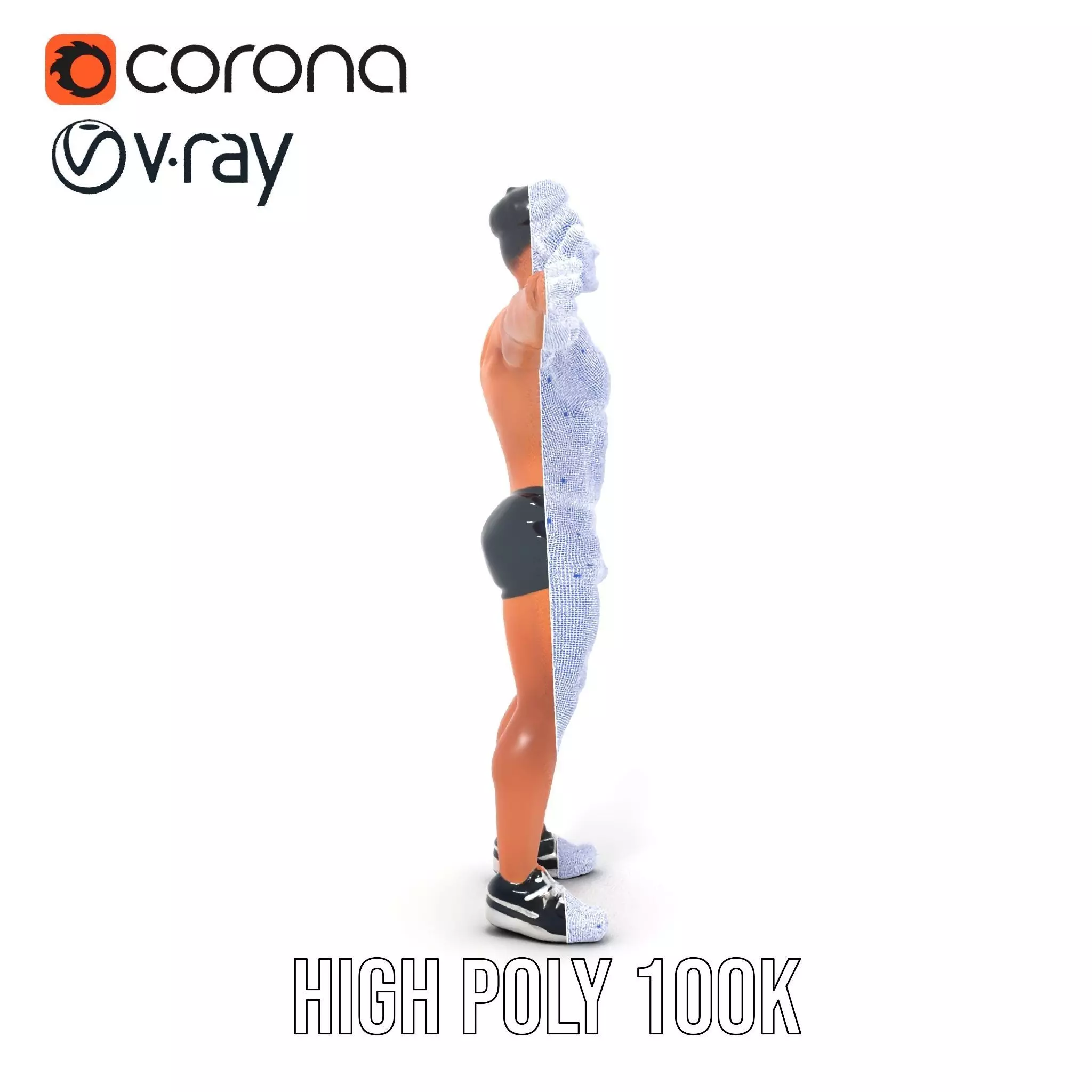 Muscular Athletic Man Model Pack Low-poly 3D model_35