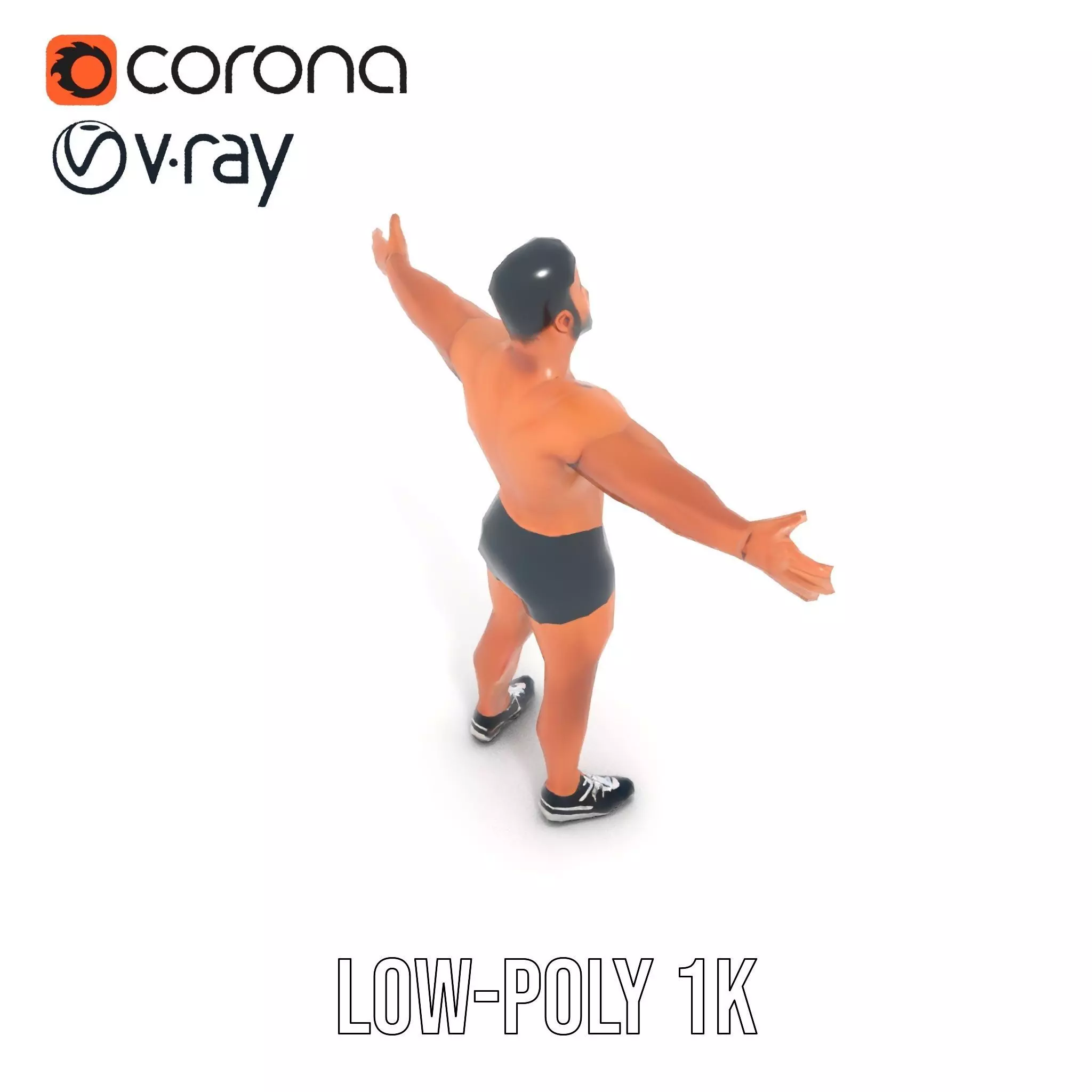 Muscular Athletic Man Model Pack Low-poly 3D model_26