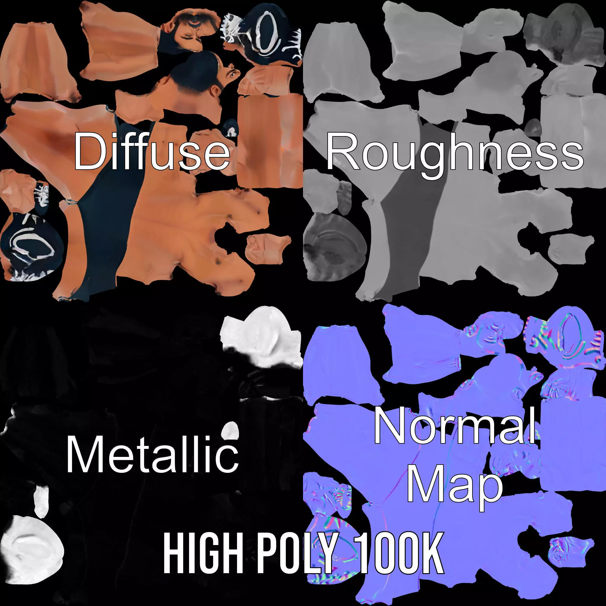 Muscular Athletic Man Model Pack Low-poly 3D model_4