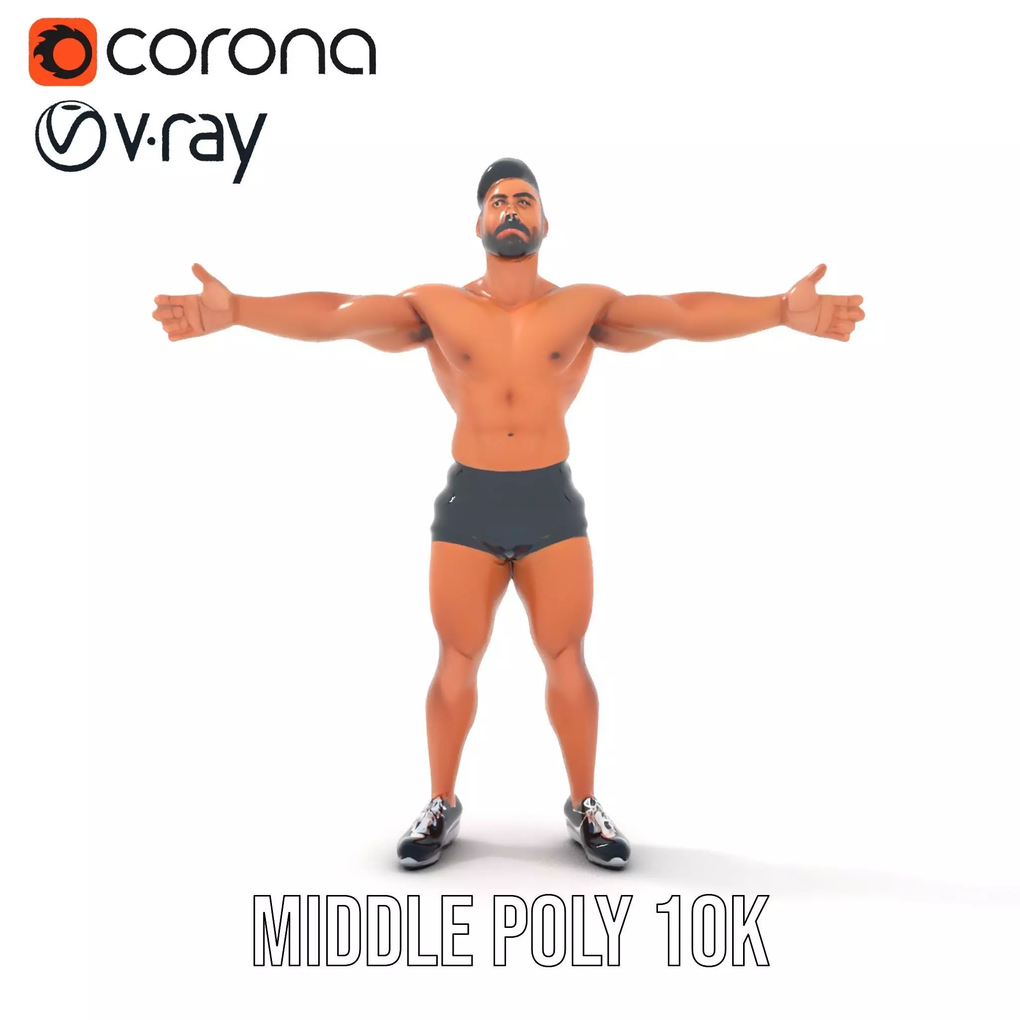 Muscular Athletic Man Model Pack Low-poly 3D model_7