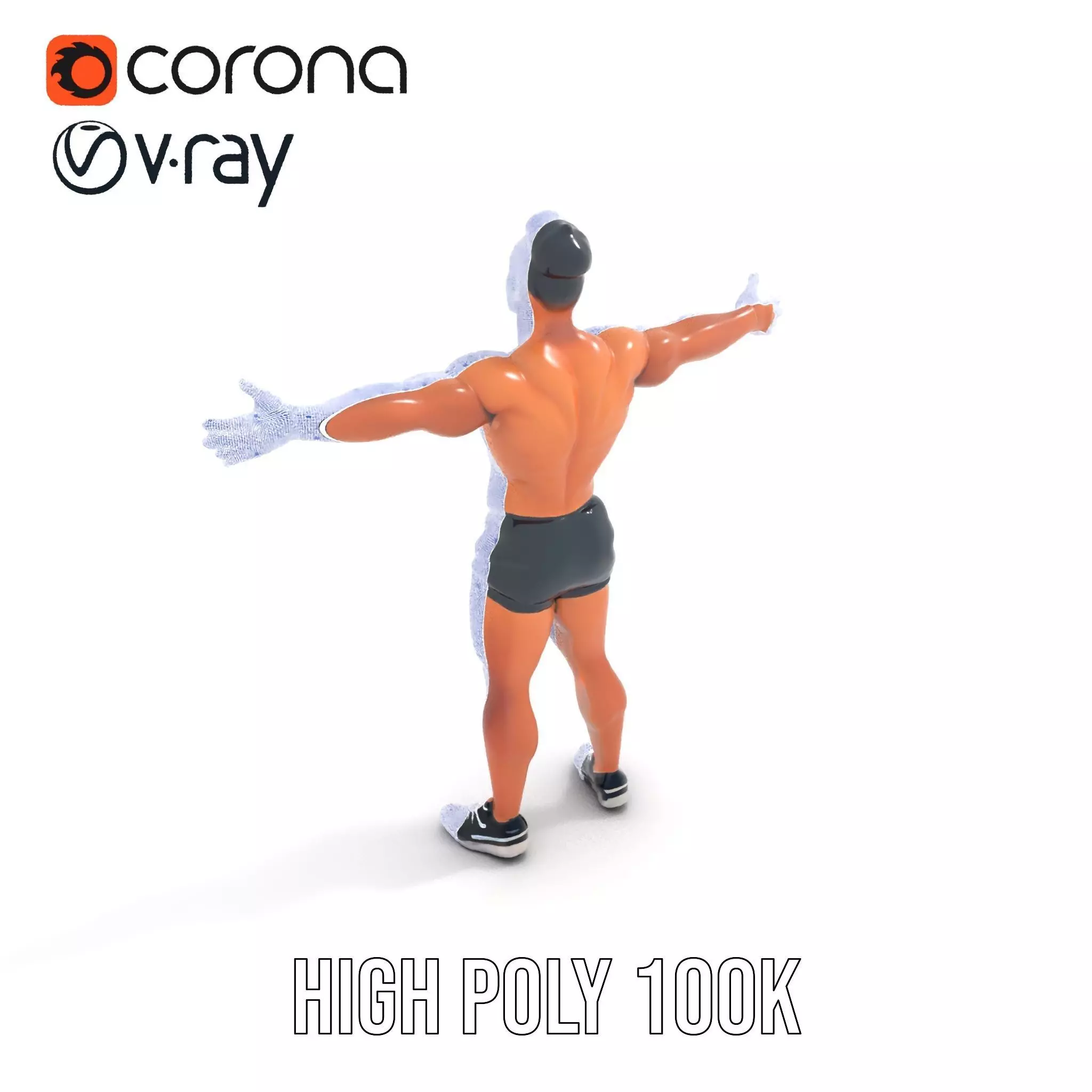 Muscular Athletic Man Model Pack Low-poly 3D model_32