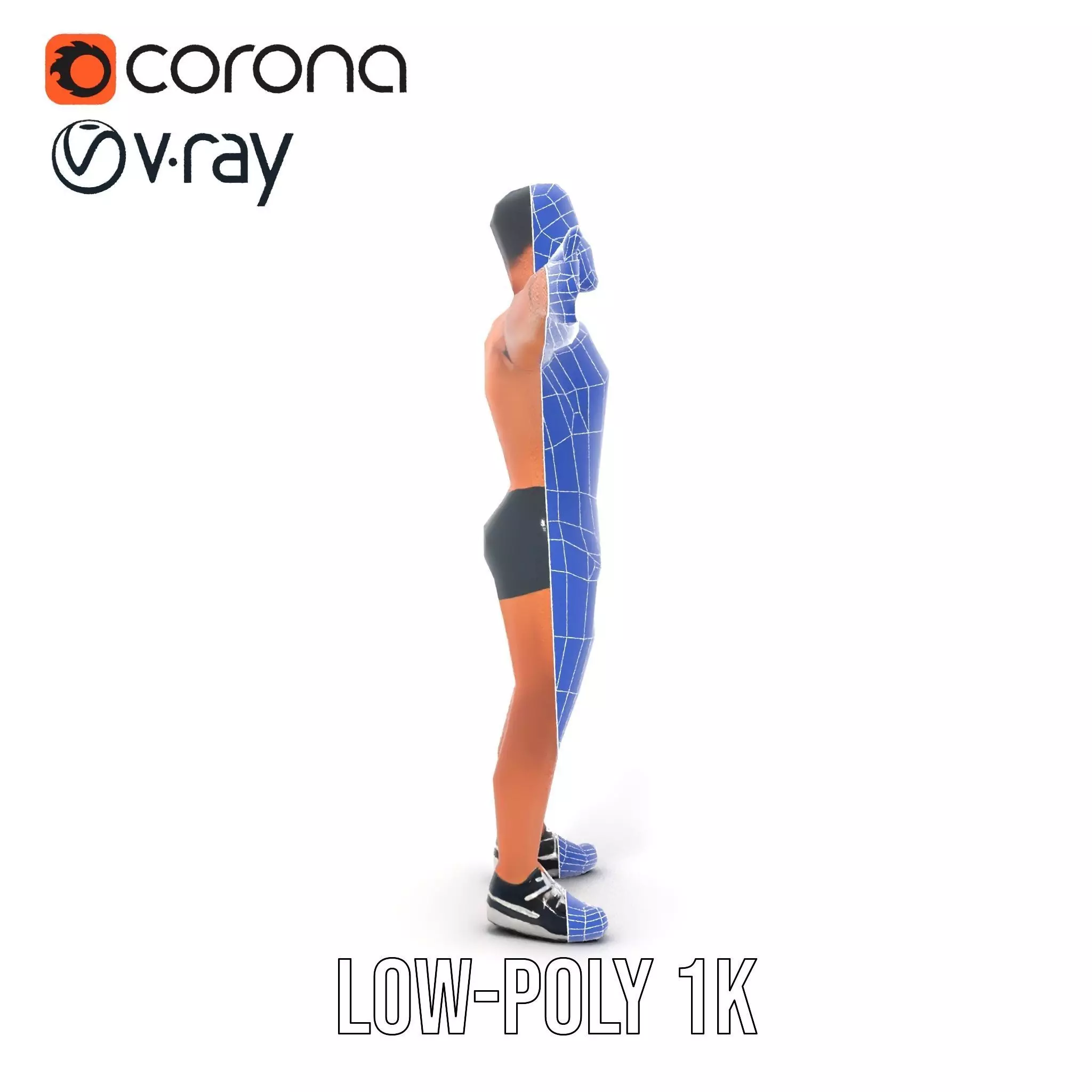 Muscular Athletic Man Model Pack Low-poly 3D model_31