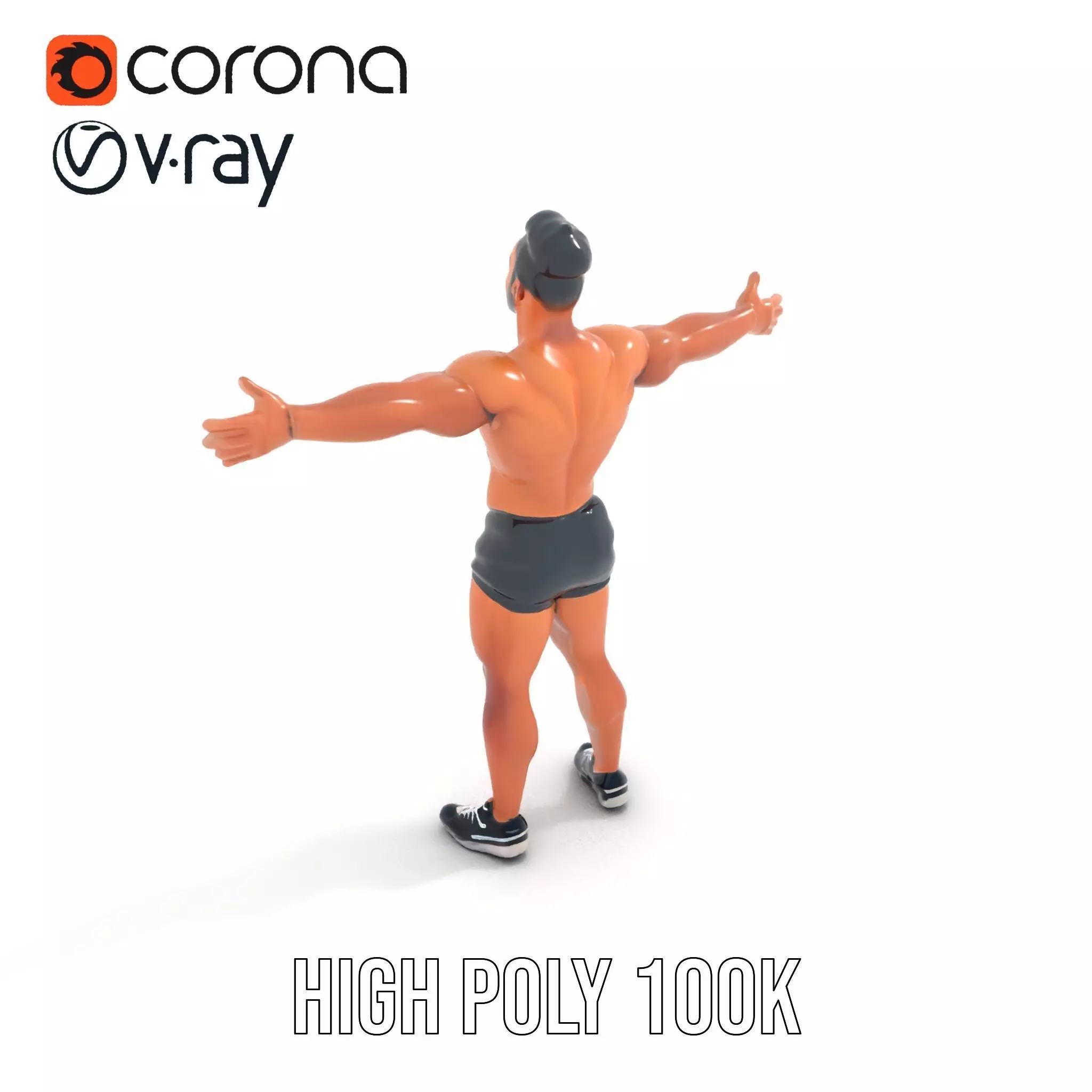 Muscular Athletic Man Model Pack Low-poly 3D model_19