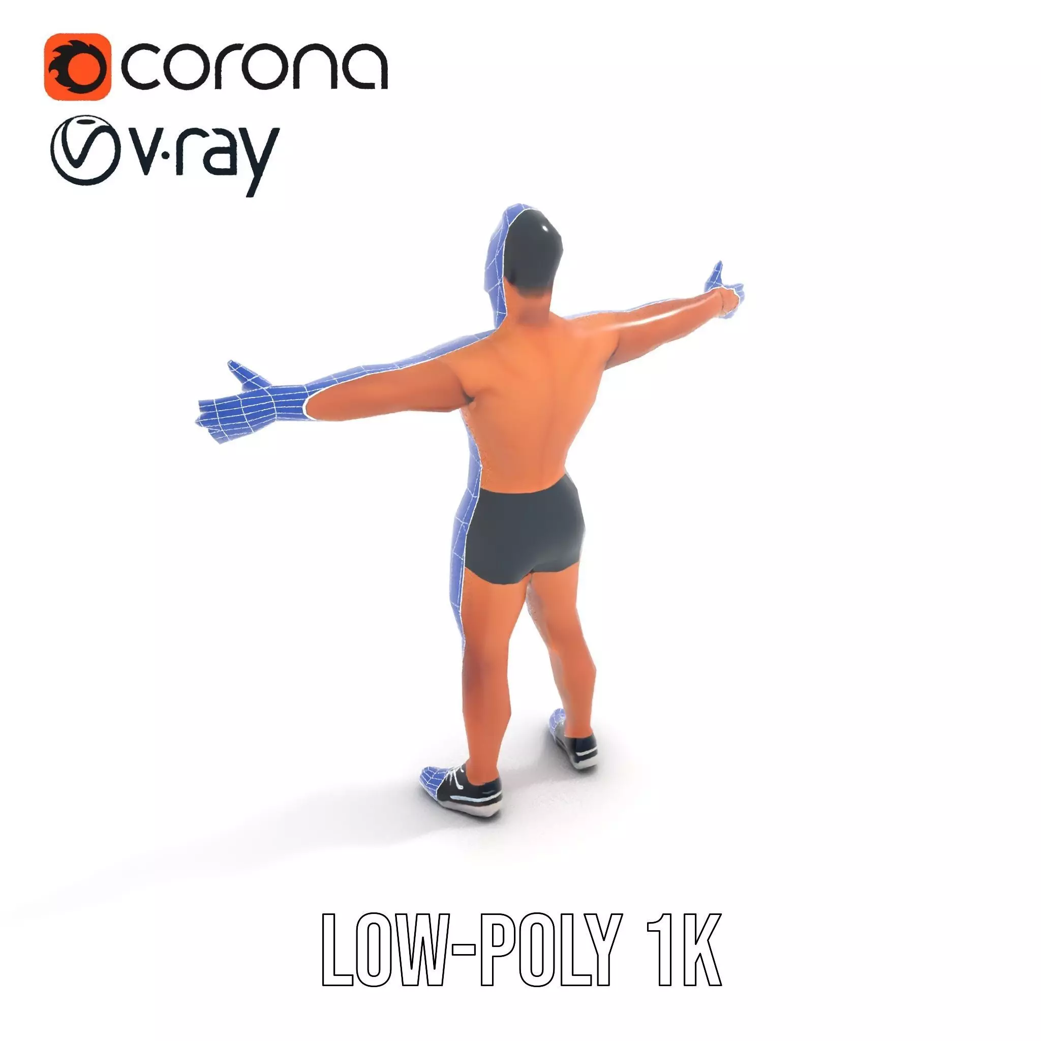 Muscular Athletic Man Model Pack Low-poly 3D model_21