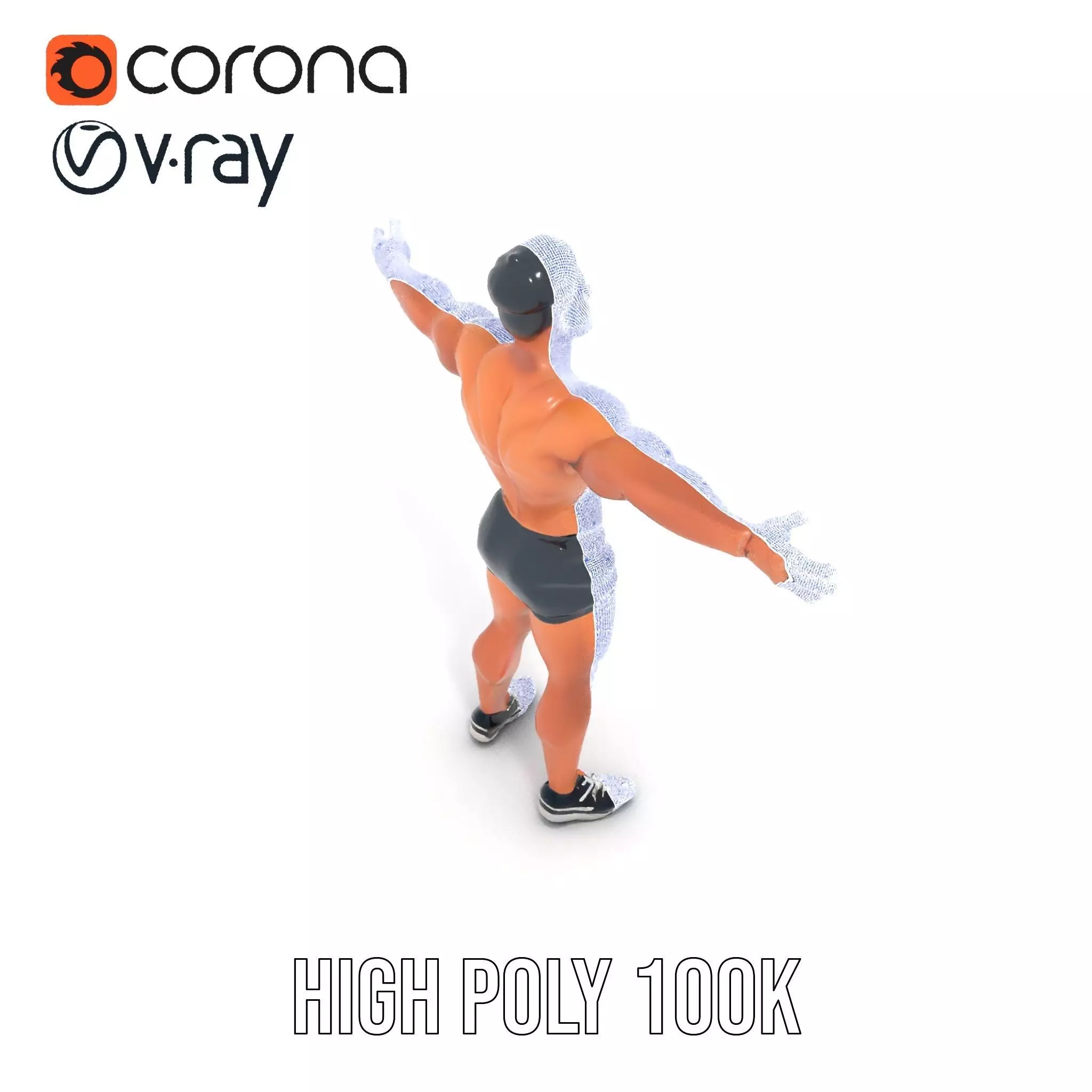 Muscular Athletic Man Model Pack Low-poly 3D model_33