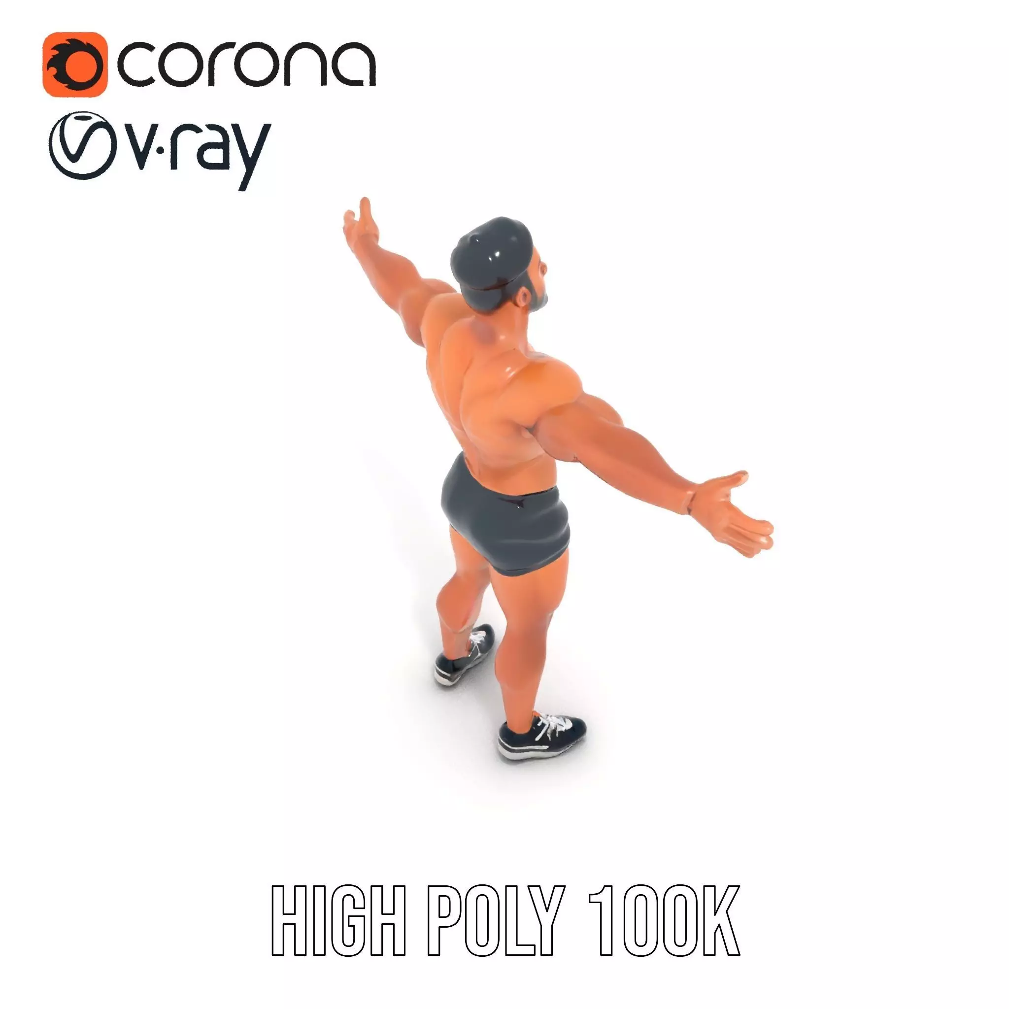 Muscular Athletic Man Model Pack Low-poly 3D model_27