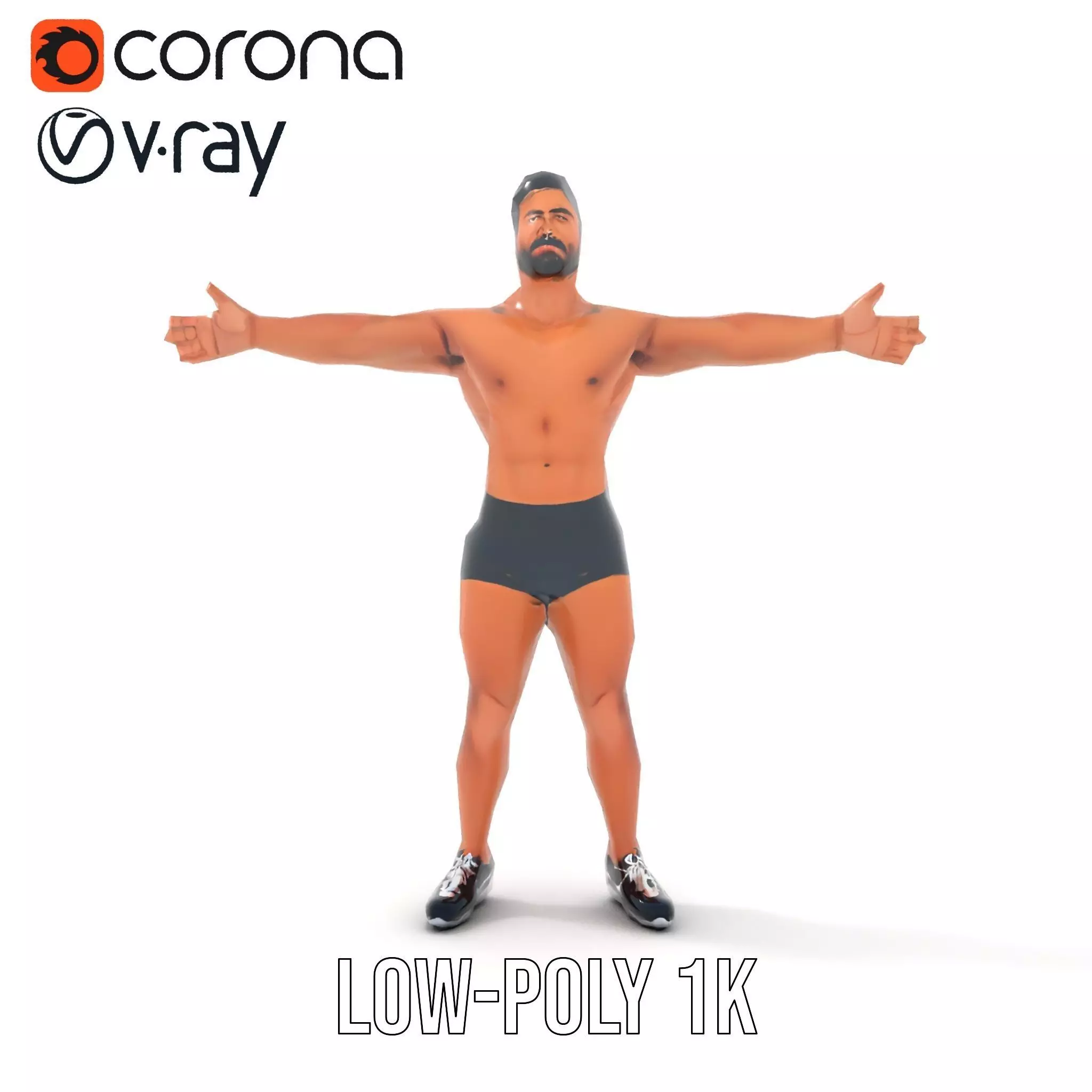Muscular Athletic Man Model Pack Low-poly 3D model_8