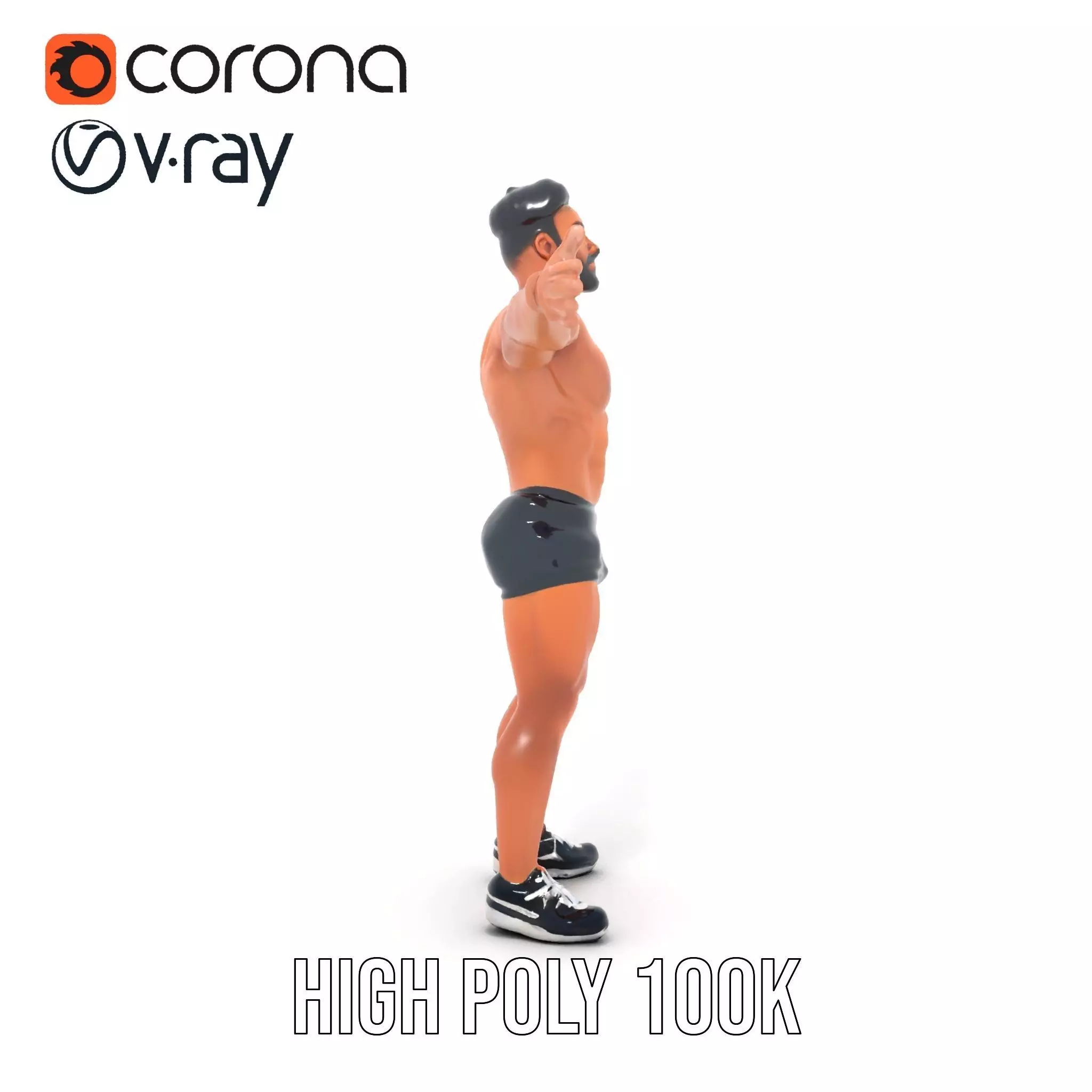 Muscular Athletic Man Model Pack Low-poly 3D model_24