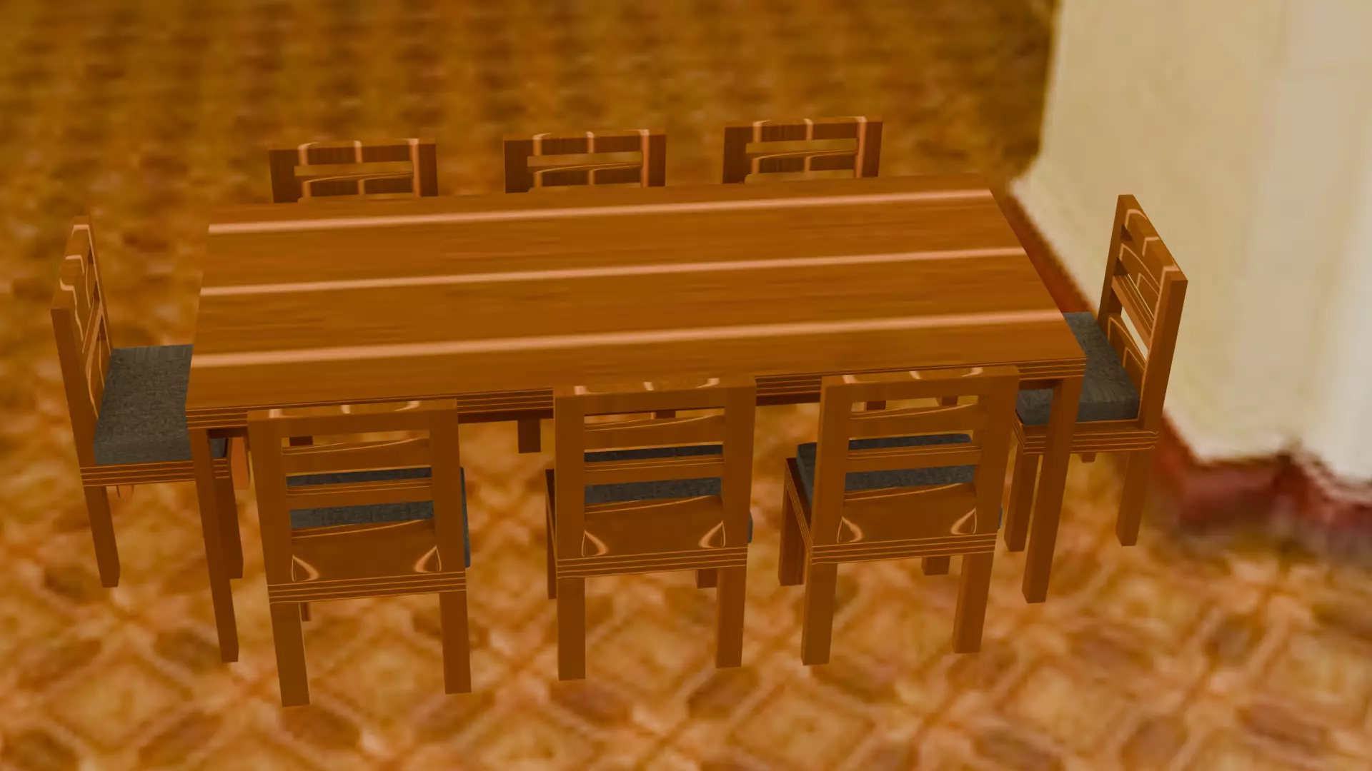 3d dining set Low-poly 3D model_5