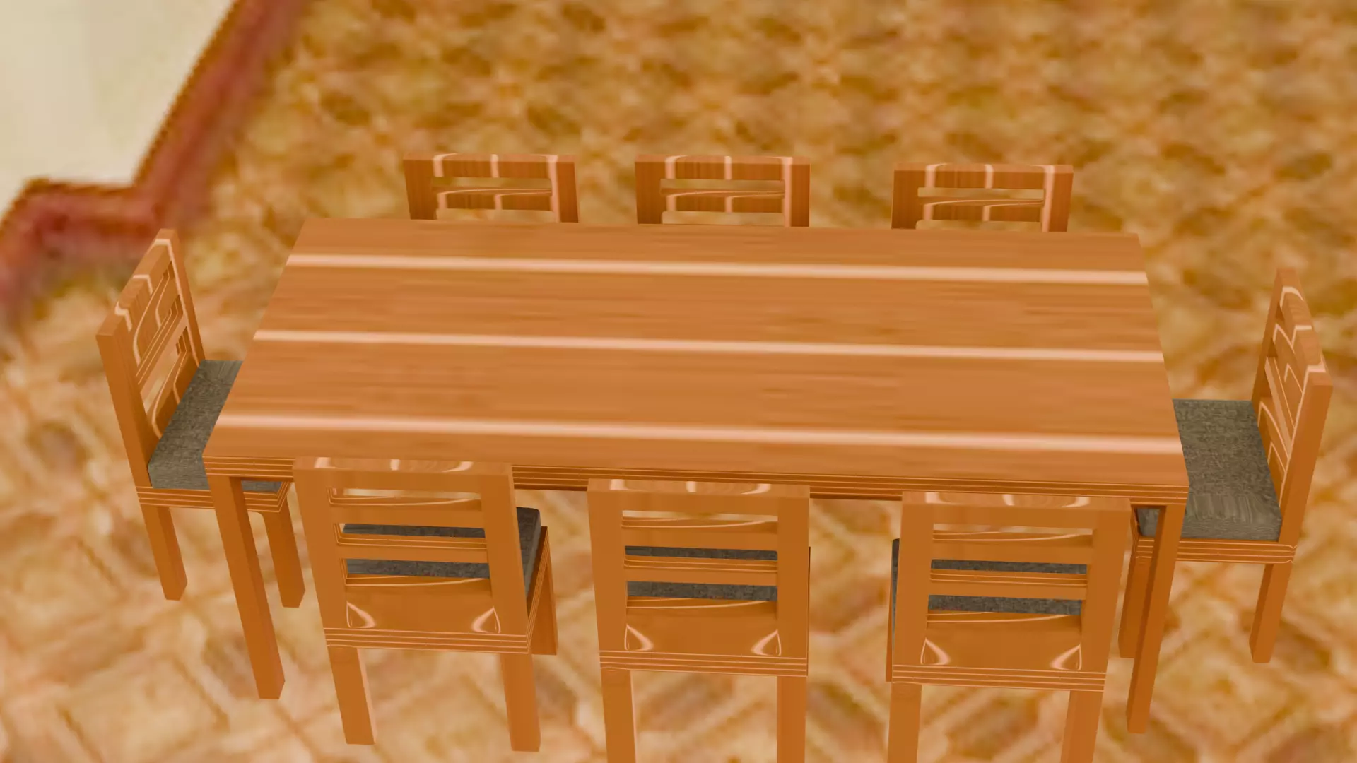 3d dining set Low-poly 3D model_1