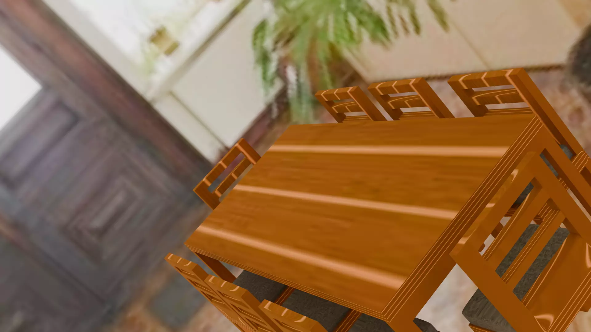 3d dining set Low-poly 3D model_3