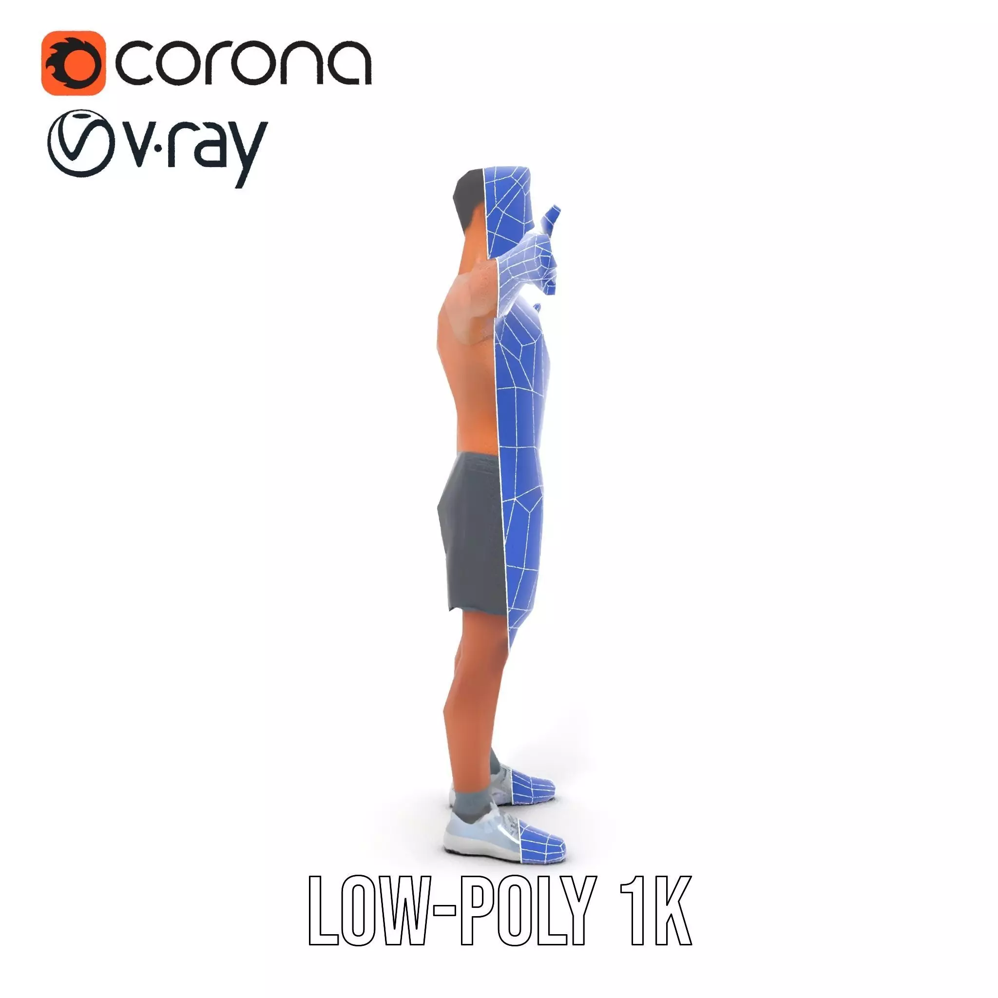 Athletic Male Figure Model Pack with Detailed Anatomy Low-poly 3D model_24