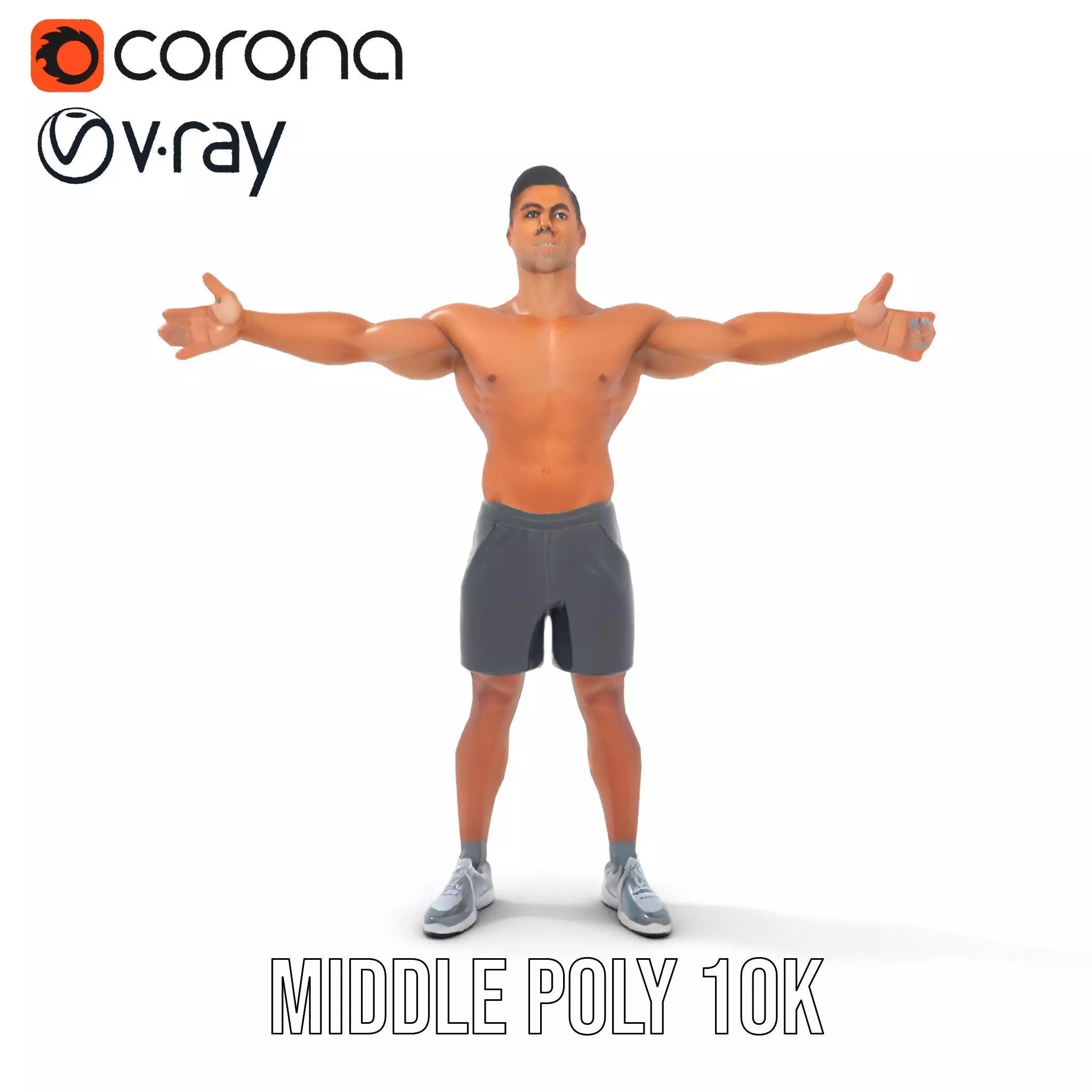 Athletic Male Figure Model Pack with Detailed Anatomy Low-poly 3D model_15