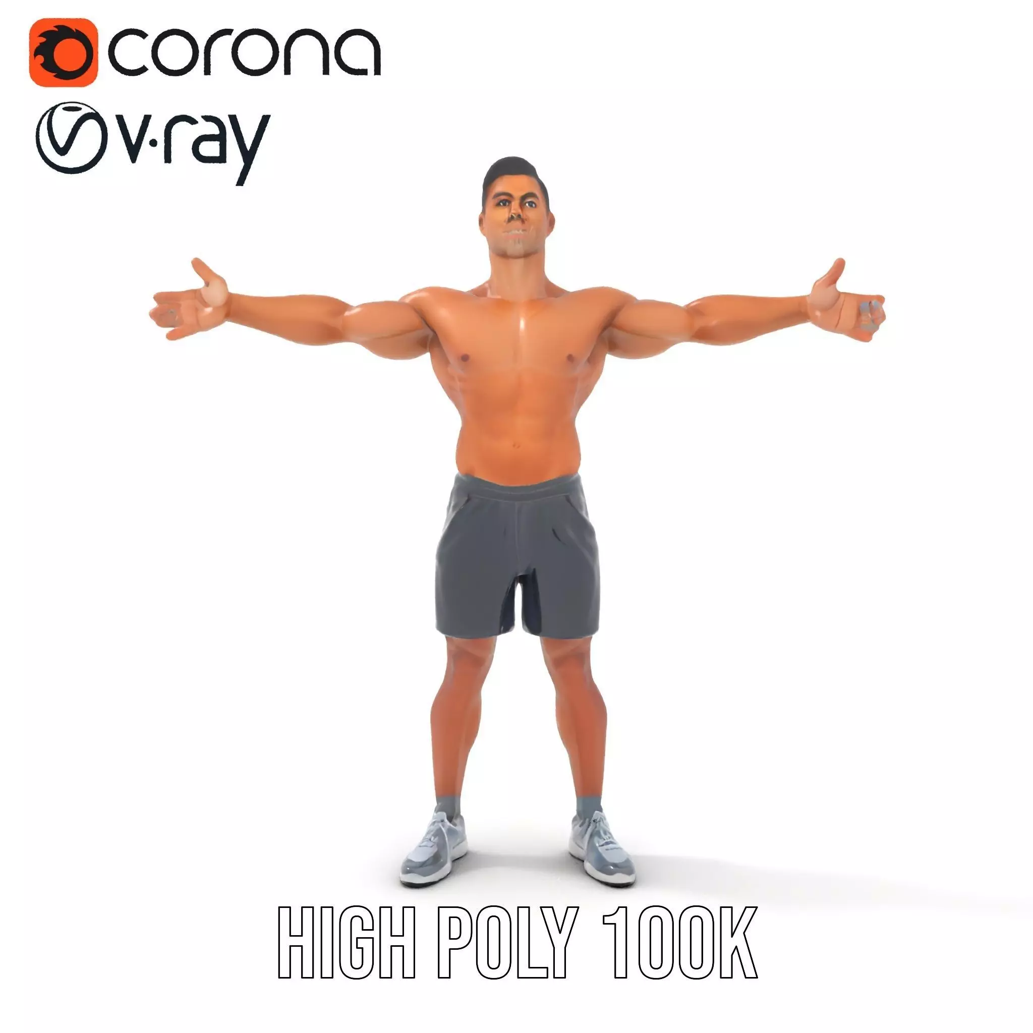 Athletic Male Figure Model Pack with Detailed Anatomy Low-poly 3D model_11