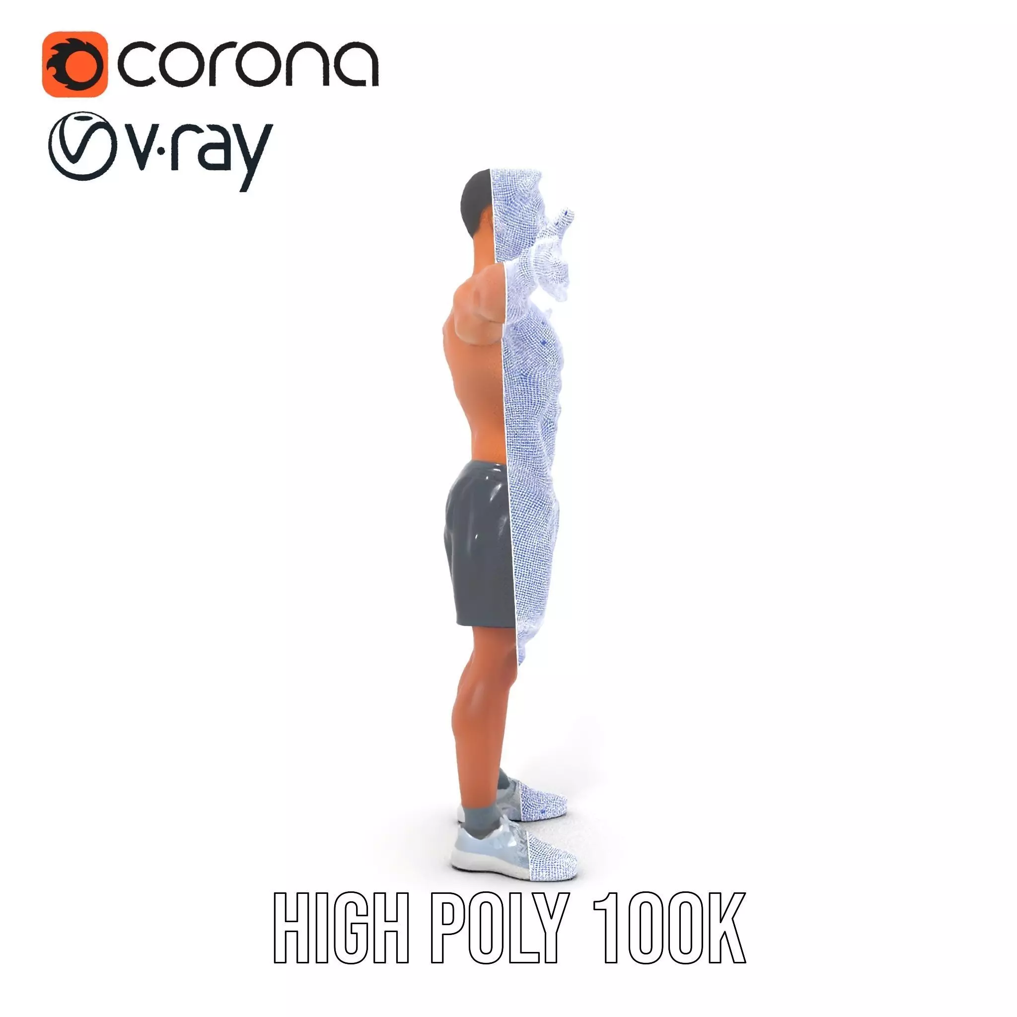 Athletic Male Figure Model Pack with Detailed Anatomy Low-poly 3D model_34