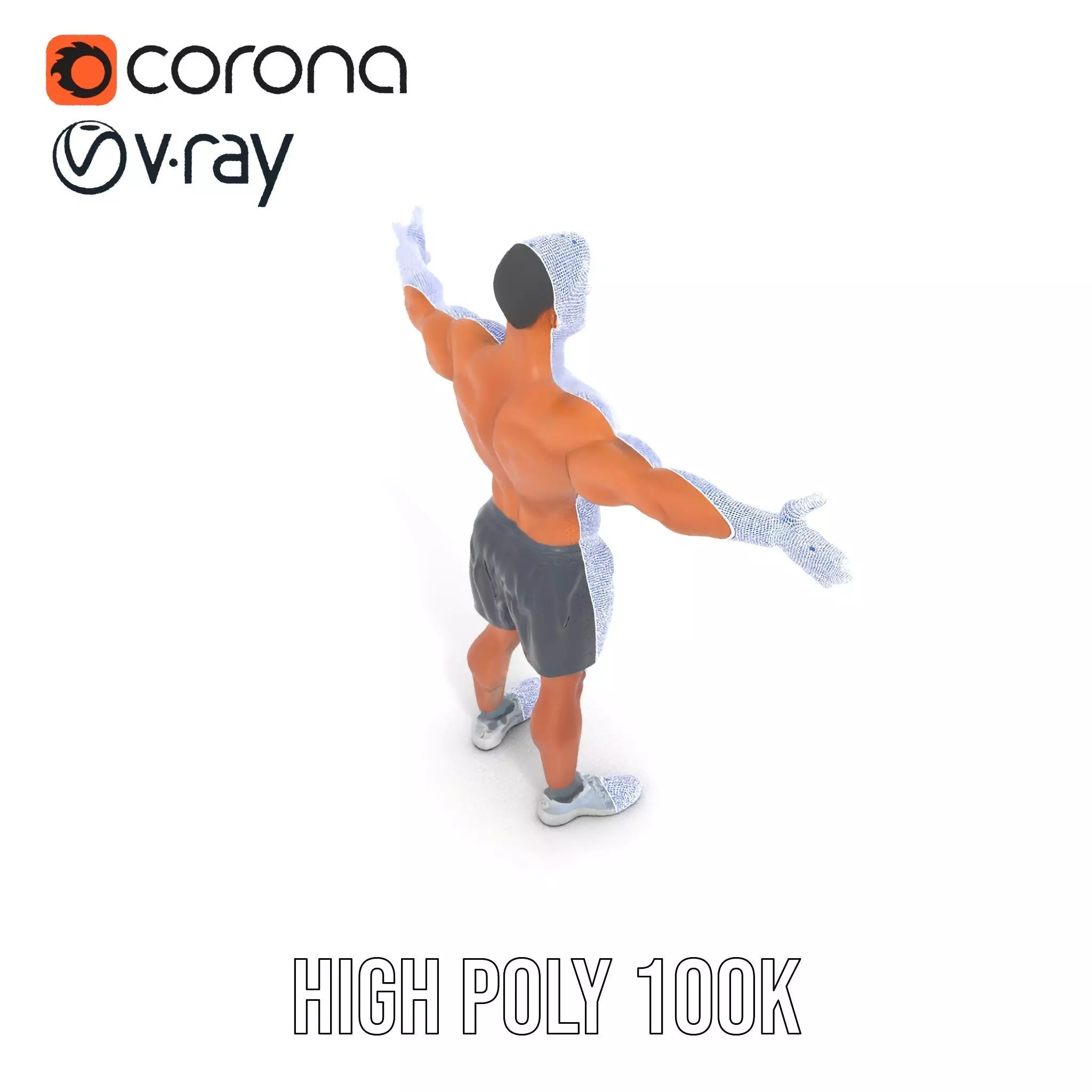 Athletic Male Figure Model Pack with Detailed Anatomy Low-poly 3D model_22