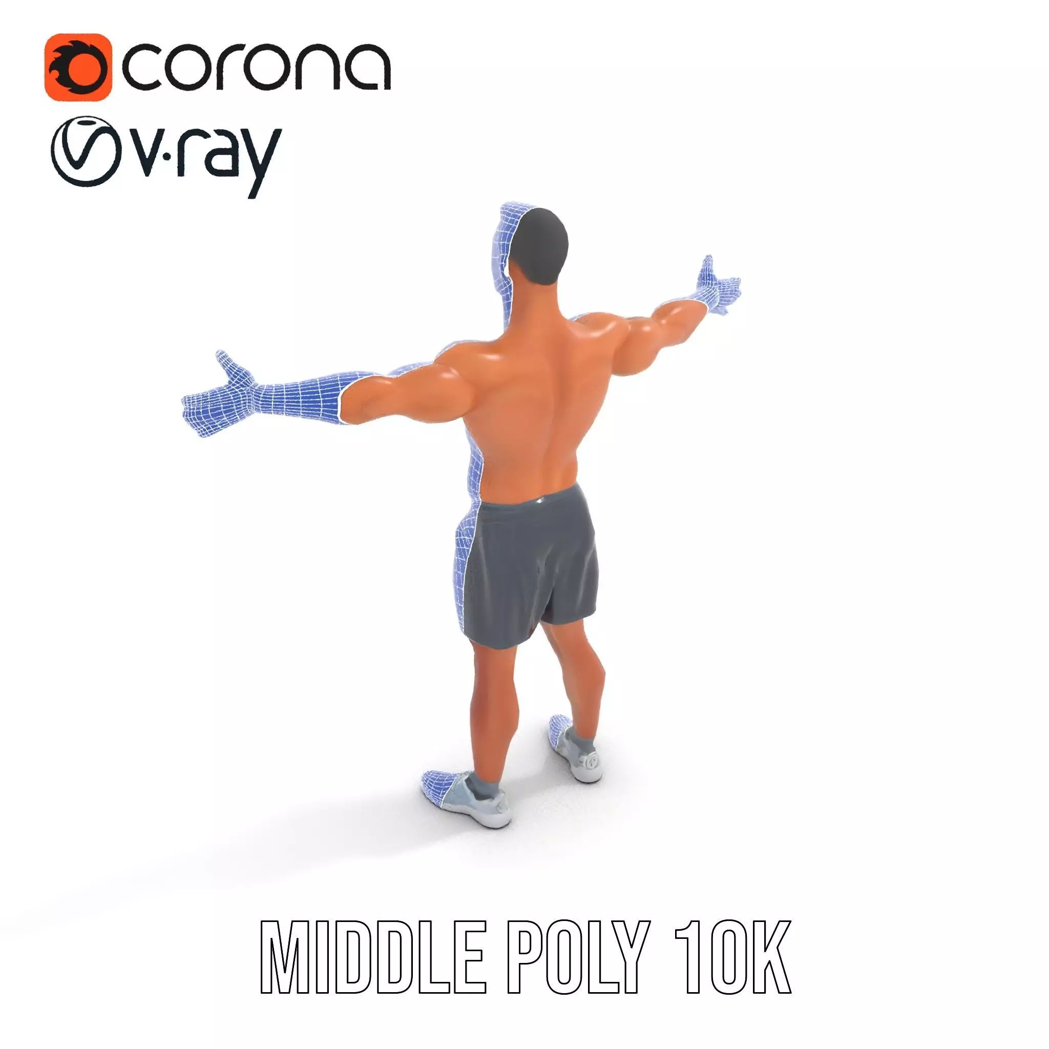 Athletic Male Figure Model Pack with Detailed Anatomy Low-poly 3D model_12