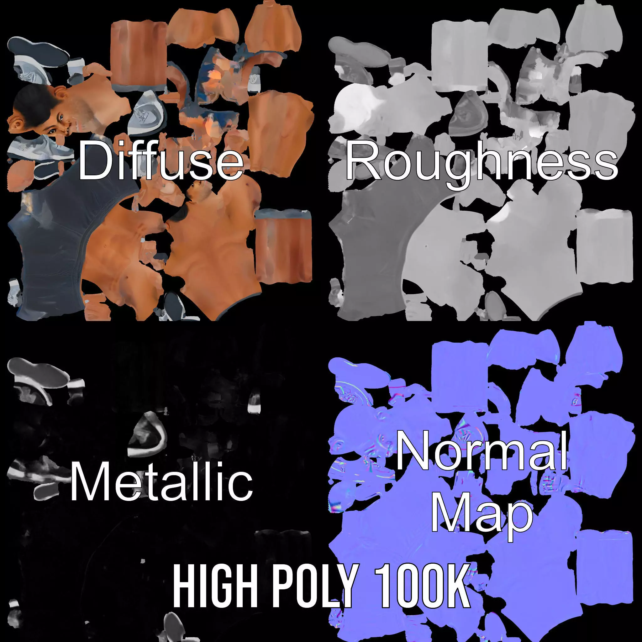 Athletic Male Figure Model Pack with Detailed Anatomy Low-poly 3D model_3