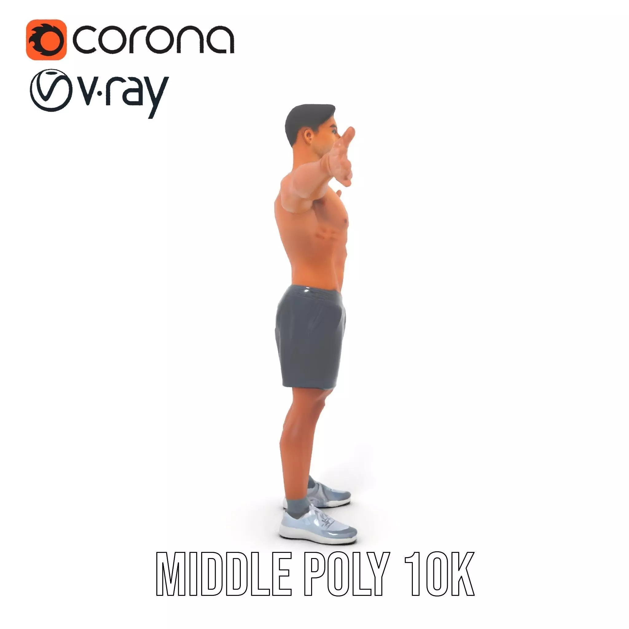 Athletic Male Figure Model Pack with Detailed Anatomy Low-poly 3D model_5