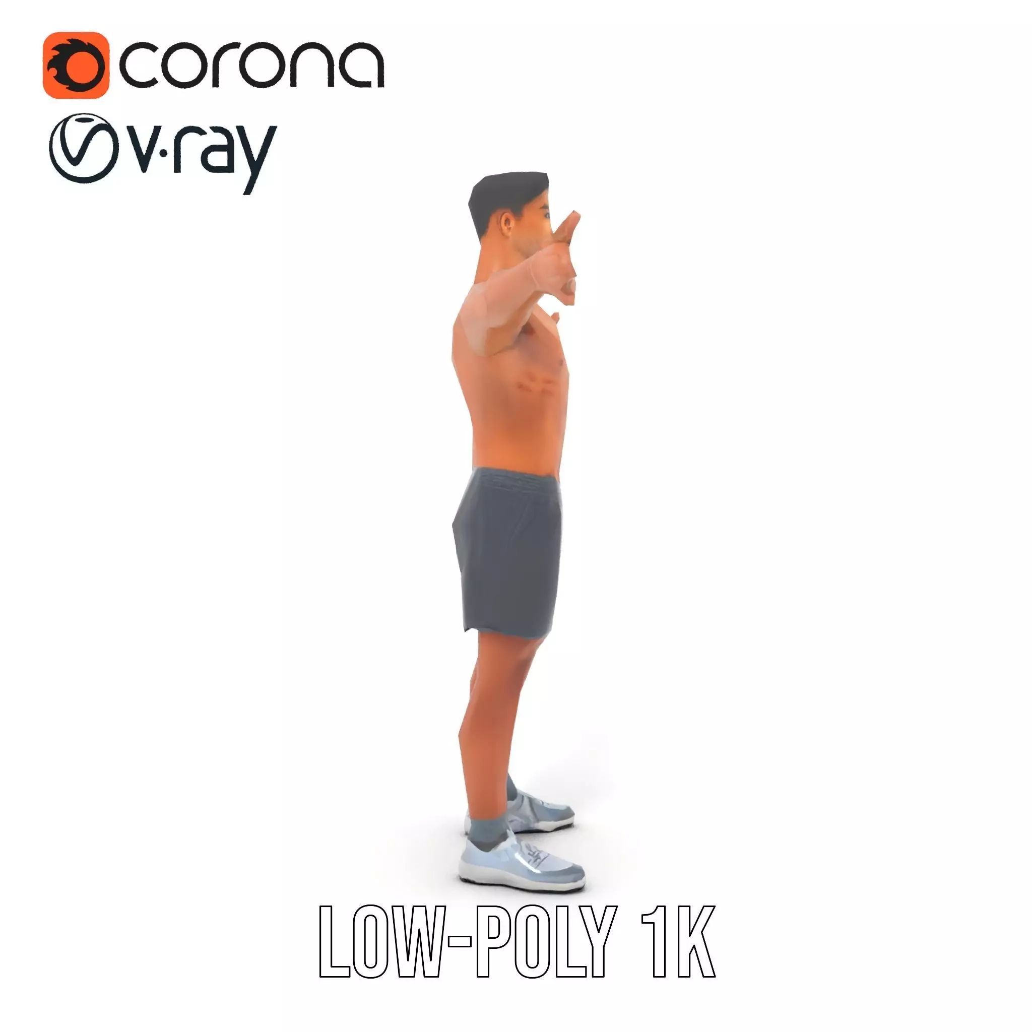 Athletic Male Figure Model Pack with Detailed Anatomy Low-poly 3D model_7