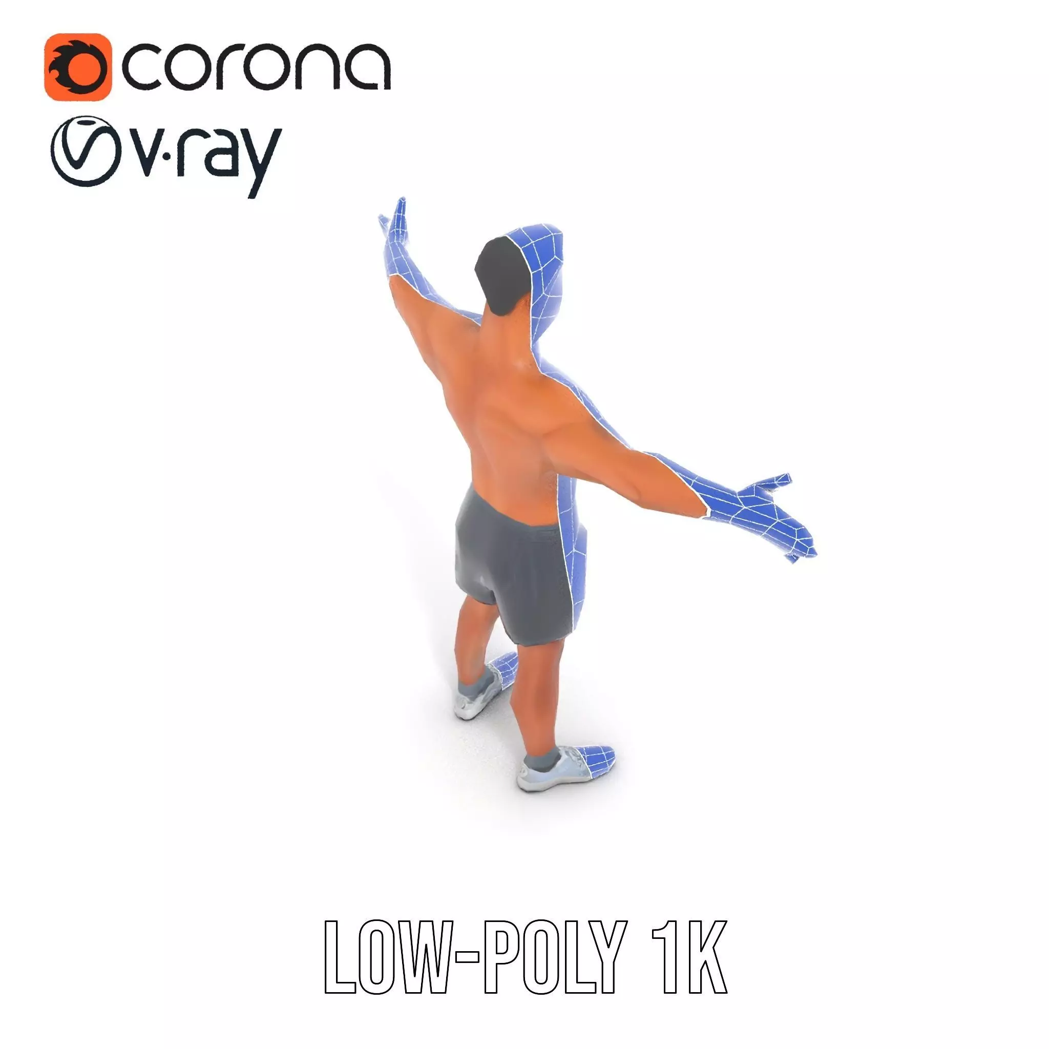 Athletic Male Figure Model Pack with Detailed Anatomy Low-poly 3D model_30