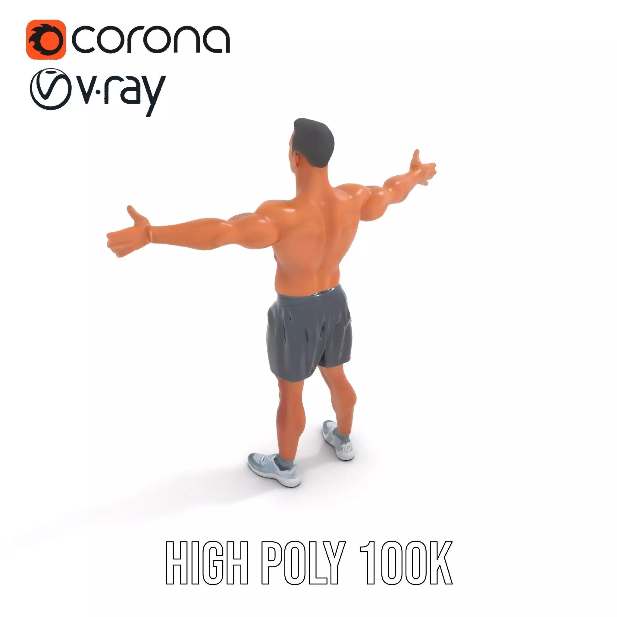 Athletic Male Figure Model Pack with Detailed Anatomy Low-poly 3D model_28