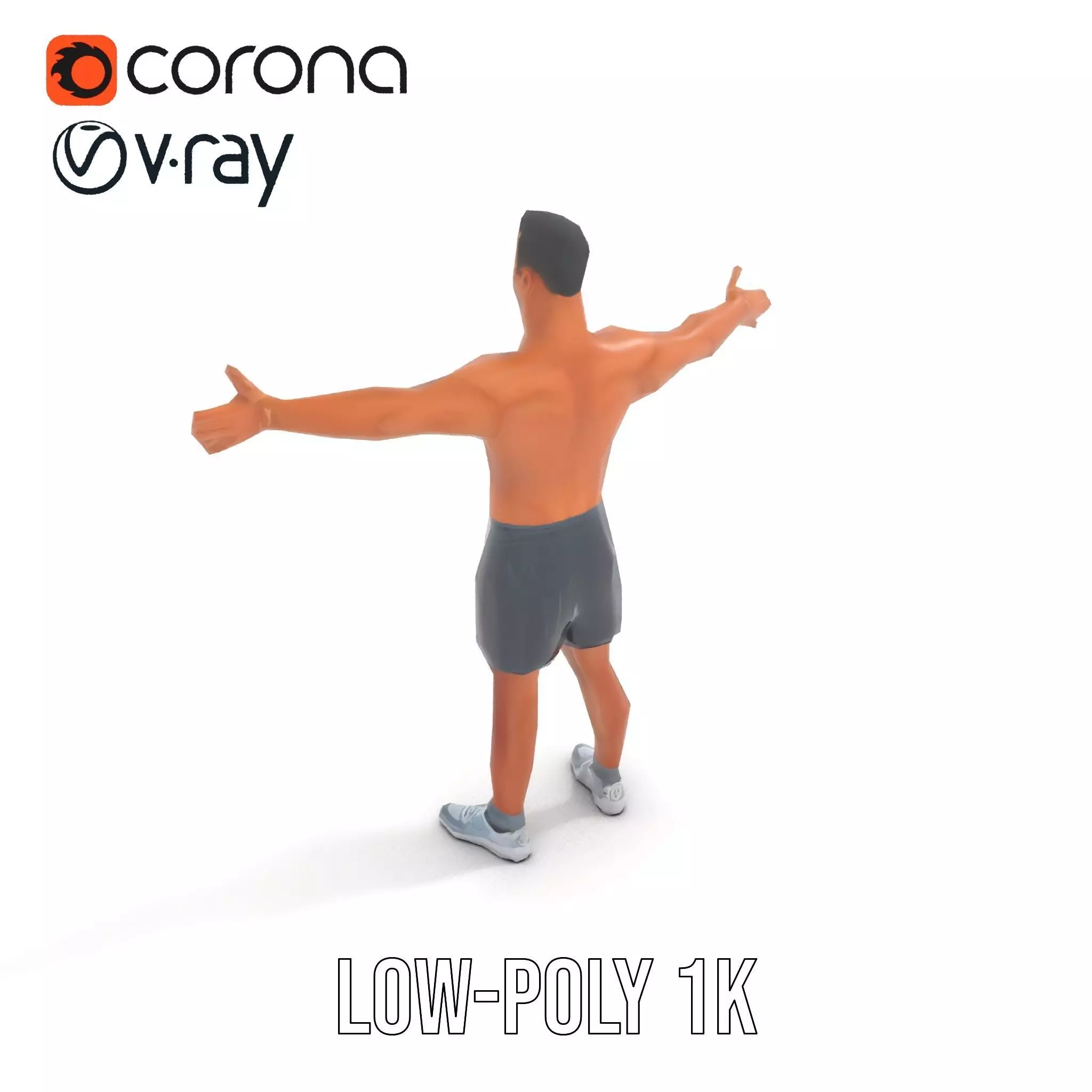 Athletic Male Figure Model Pack with Detailed Anatomy Low-poly 3D model_10