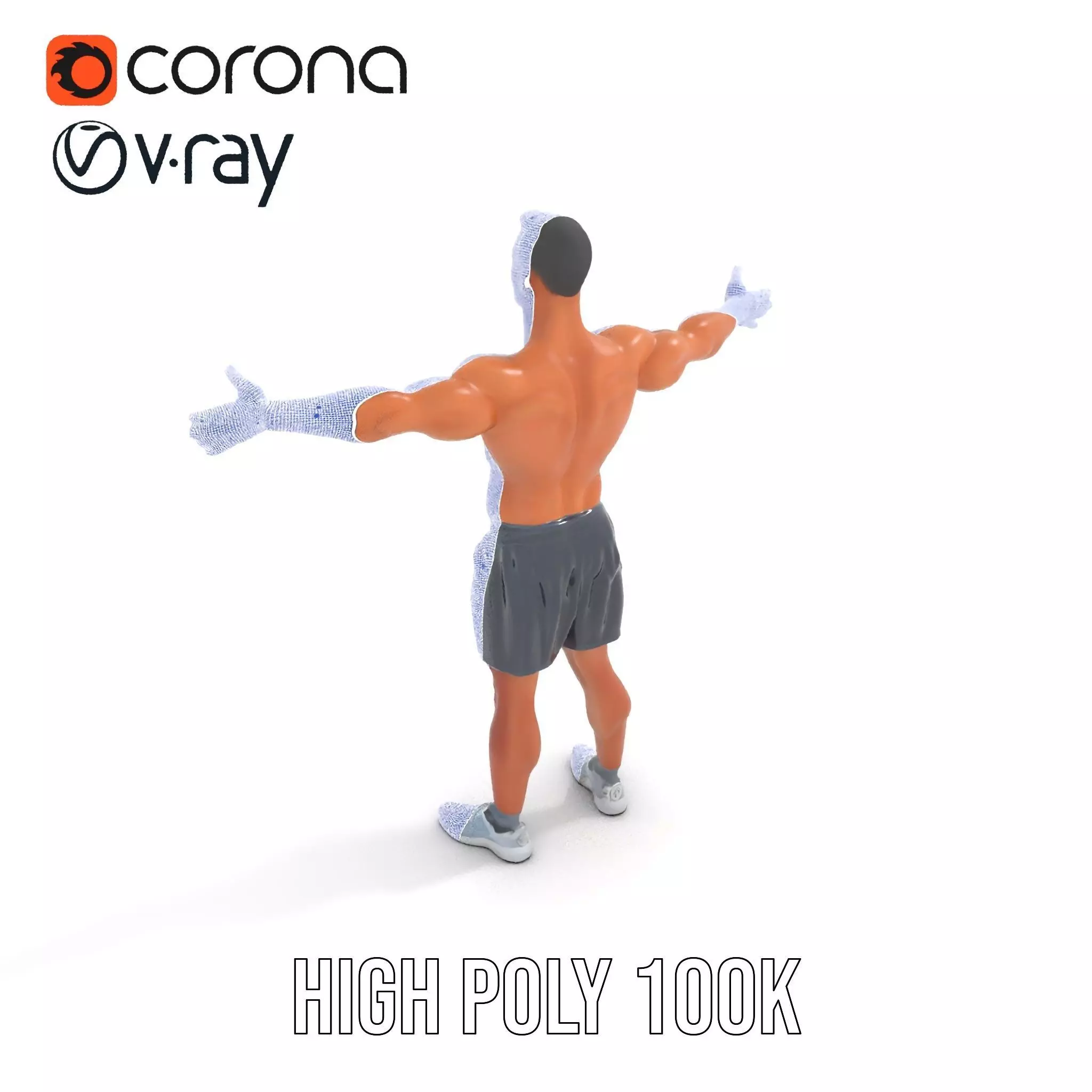 Athletic Male Figure Model Pack with Detailed Anatomy Low-poly 3D model_25