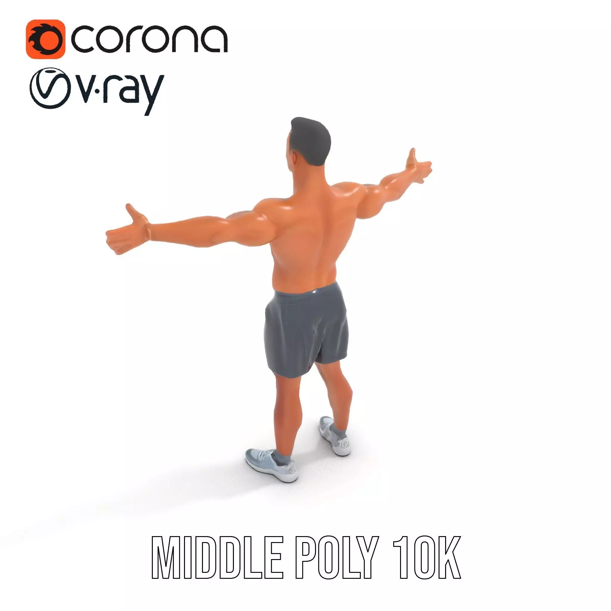 Athletic Male Figure Model Pack with Detailed Anatomy Low-poly 3D model_6