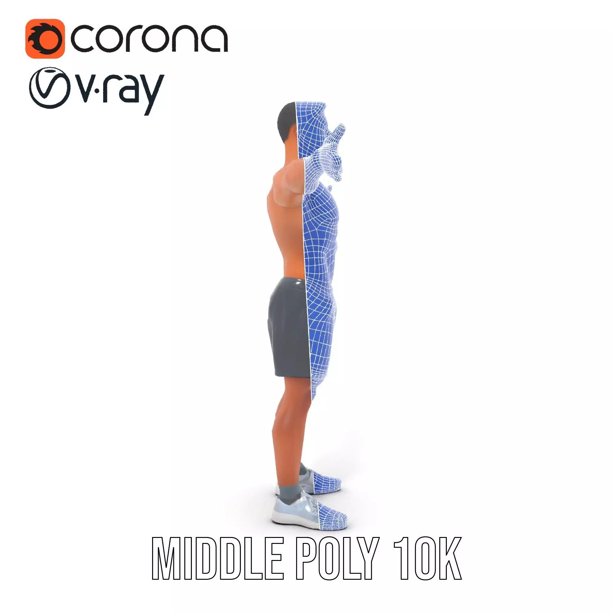 Athletic Male Figure Model Pack with Detailed Anatomy Low-poly 3D model_26