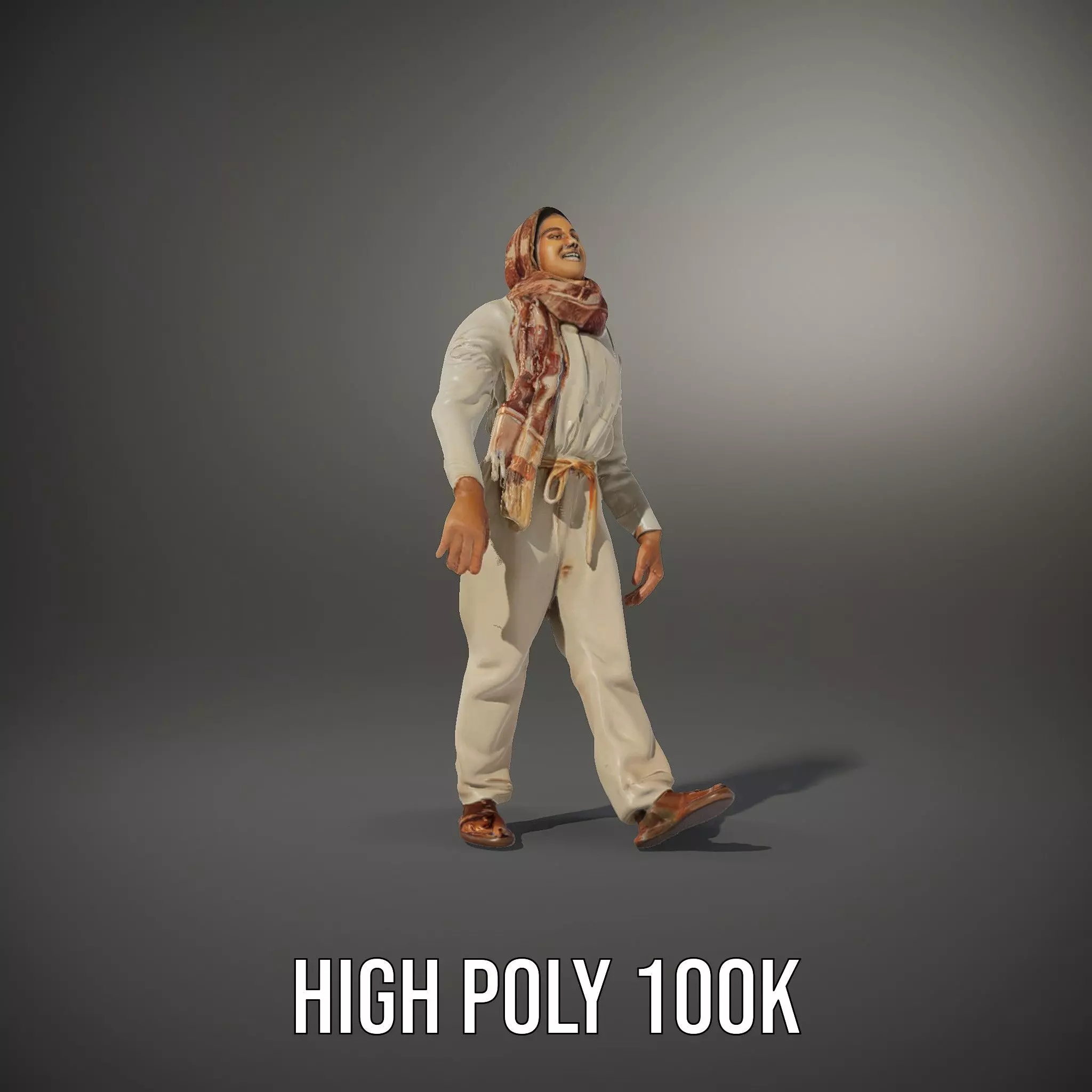 Stylish Standing Human Model Pack with Outfit and Scarf Low-poly 3D model_12