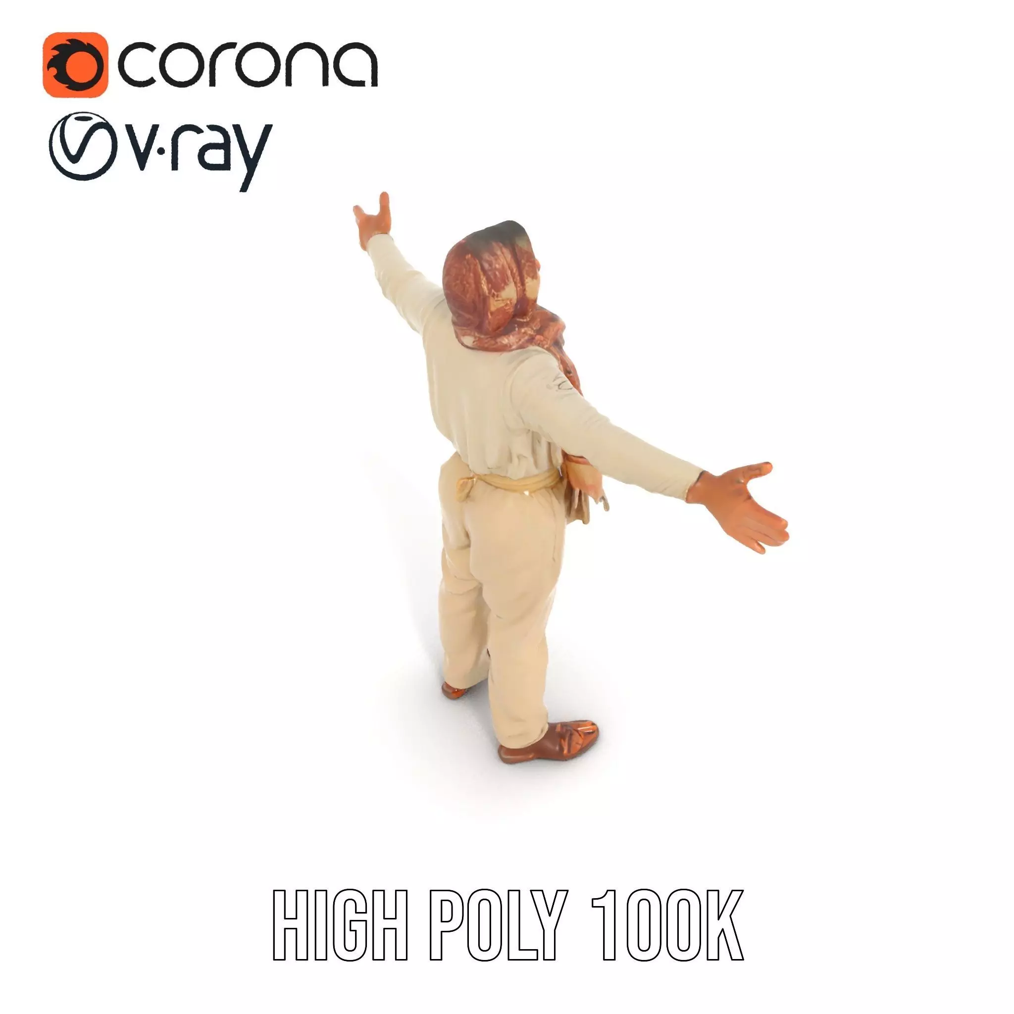 Stylish Standing Human Model Pack with Outfit and Scarf Low-poly 3D model_24