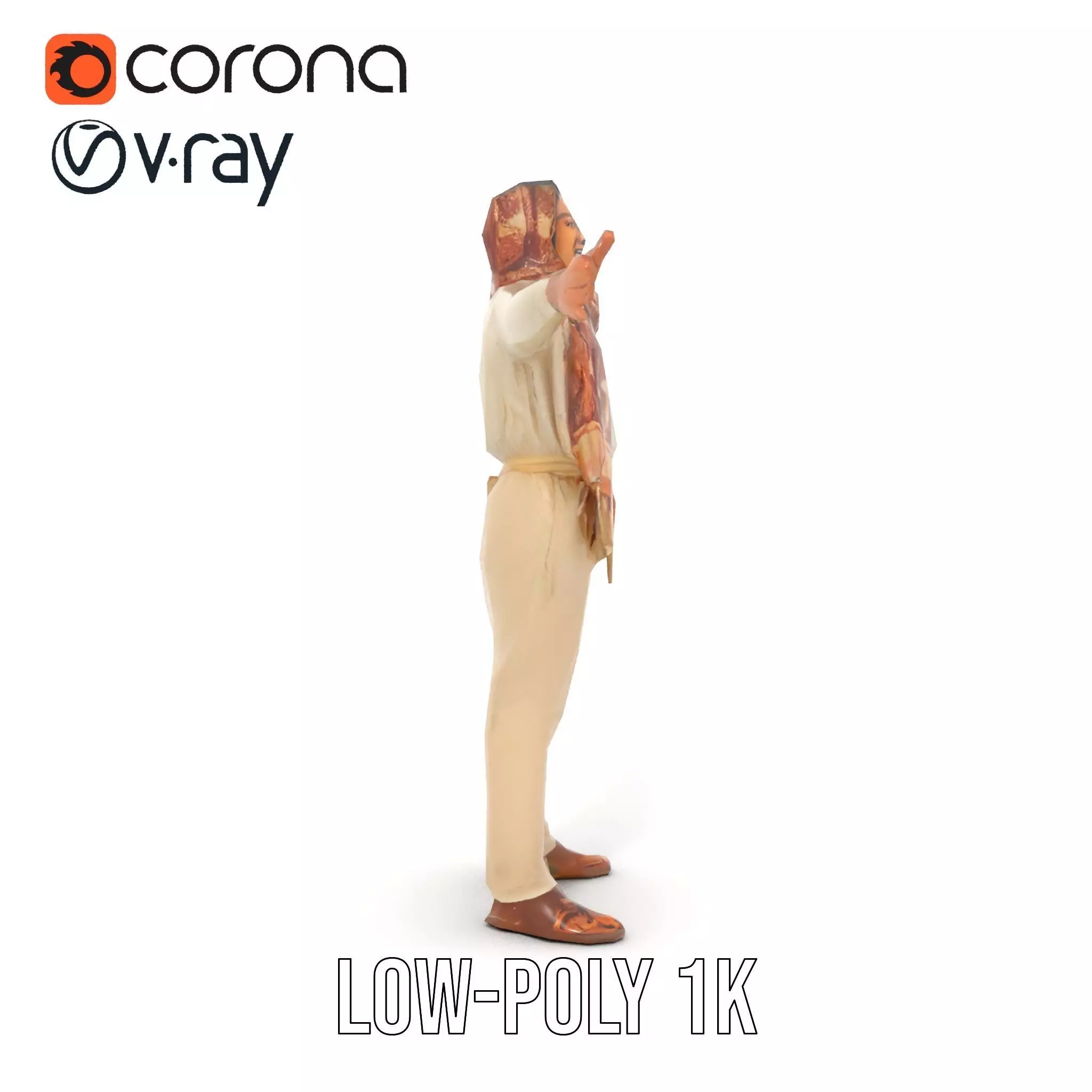 Stylish Standing Human Model Pack with Outfit and Scarf Low-poly 3D model_20