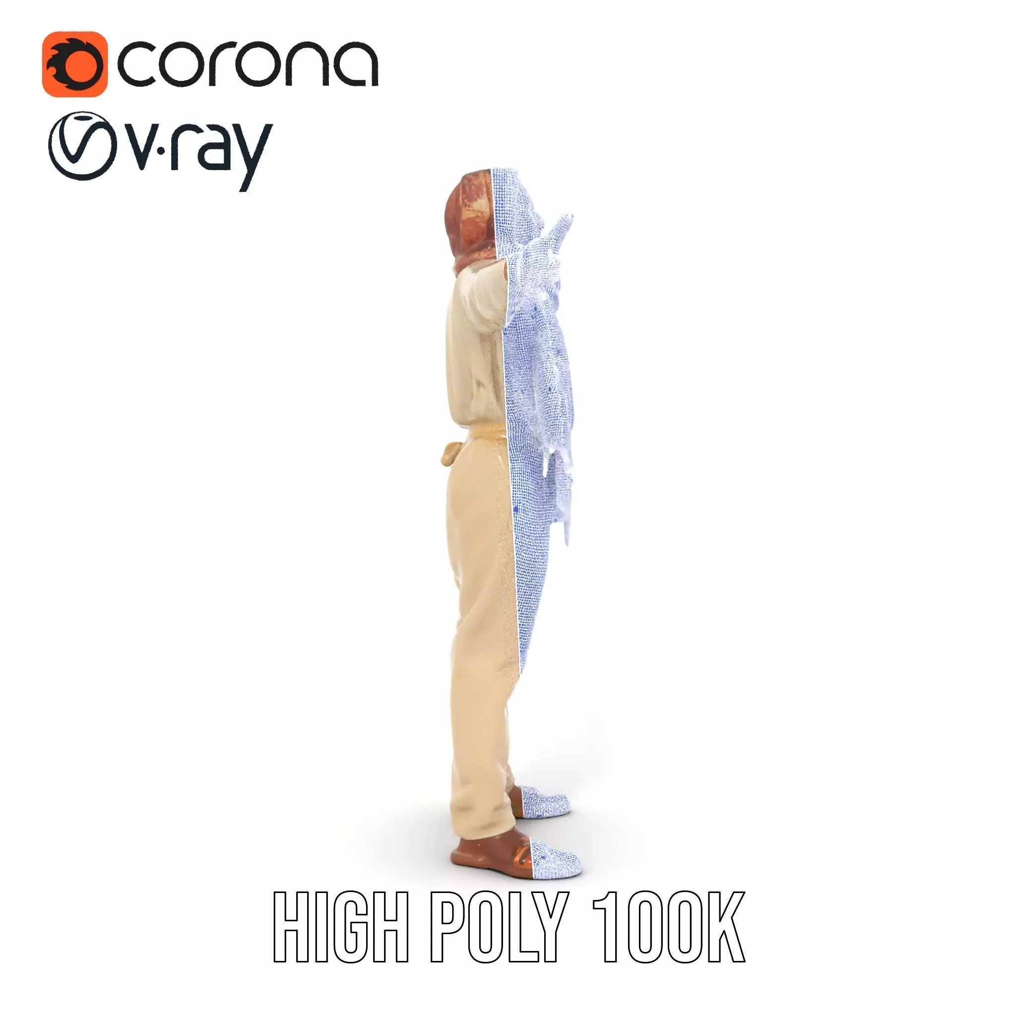 Stylish Standing Human Model Pack with Outfit and Scarf Low-poly 3D model_35