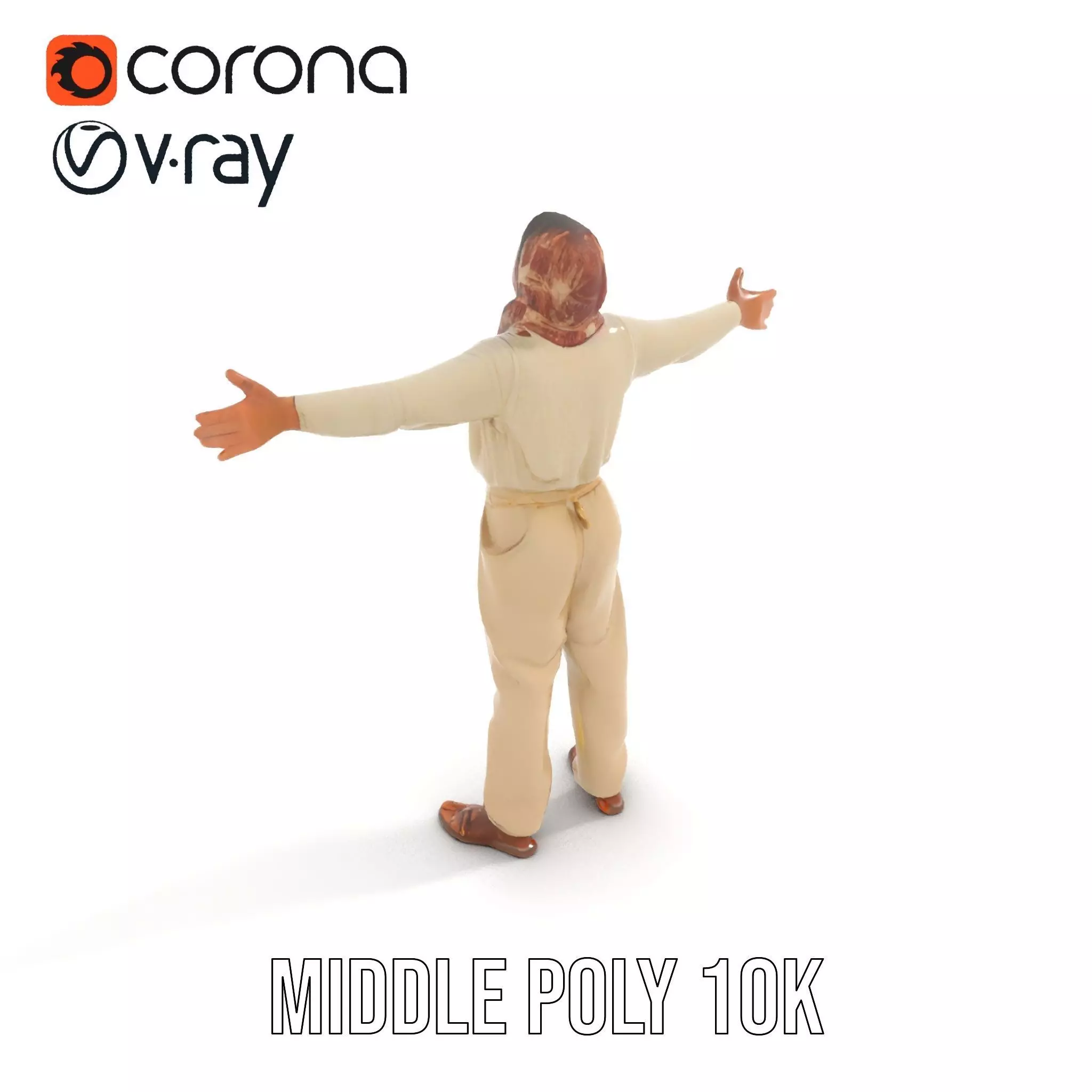 Stylish Standing Human Model Pack with Outfit and Scarf Low-poly 3D model_13