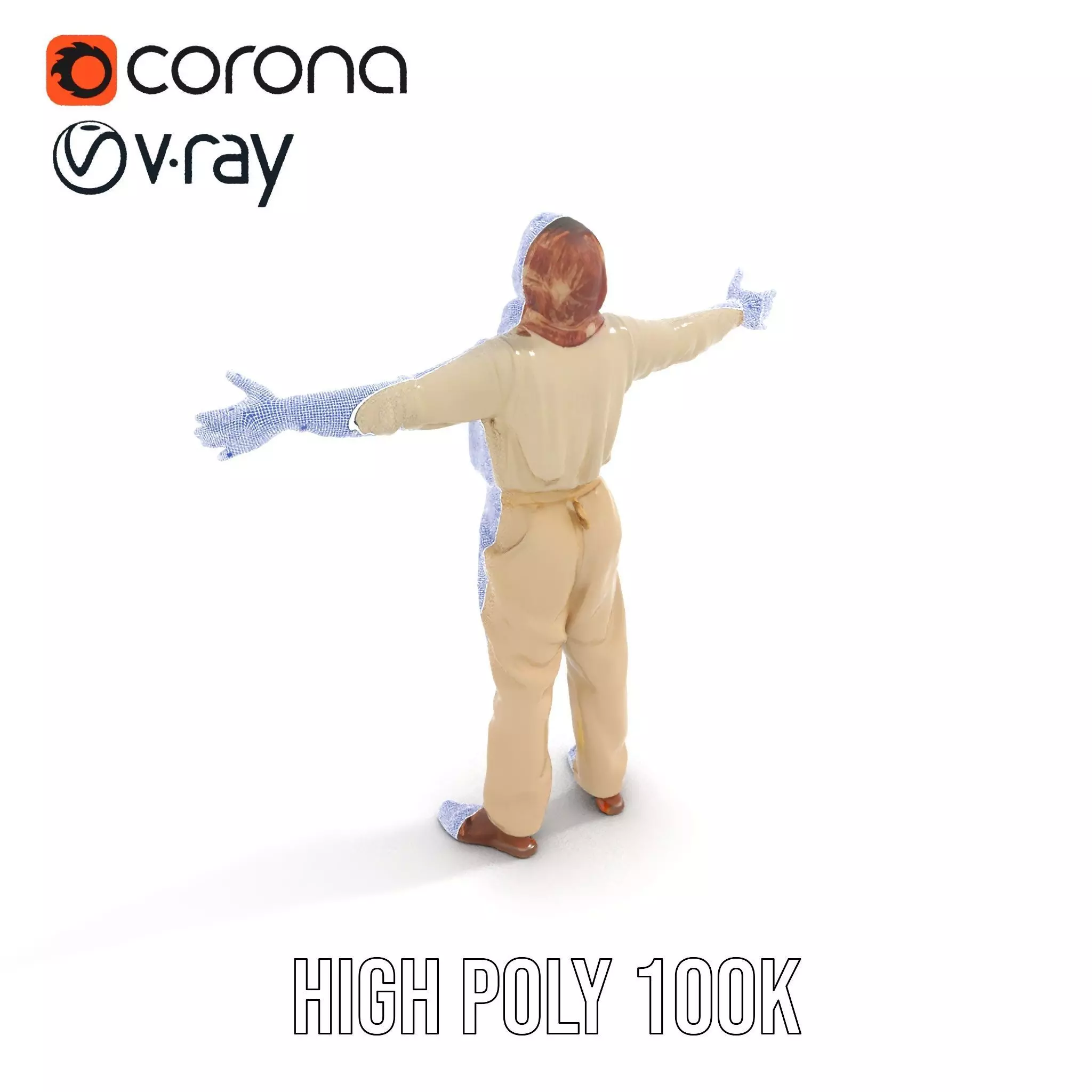 Stylish Standing Human Model Pack with Outfit and Scarf Low-poly 3D model_27