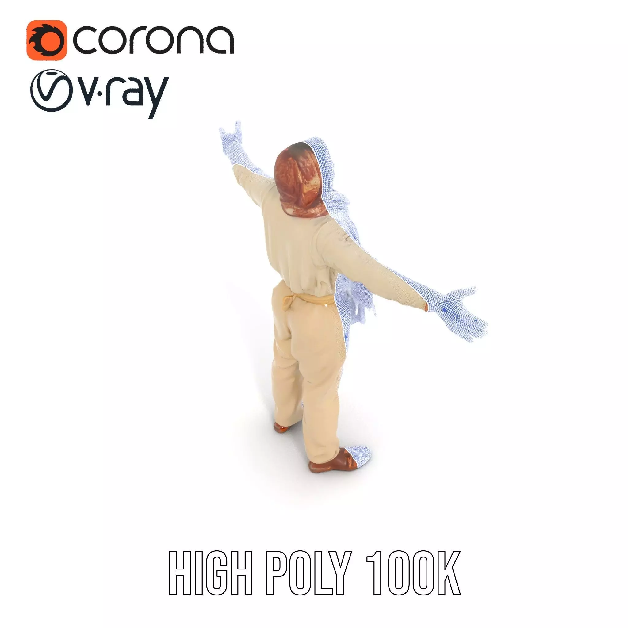 Stylish Standing Human Model Pack with Outfit and Scarf Low-poly 3D model_33