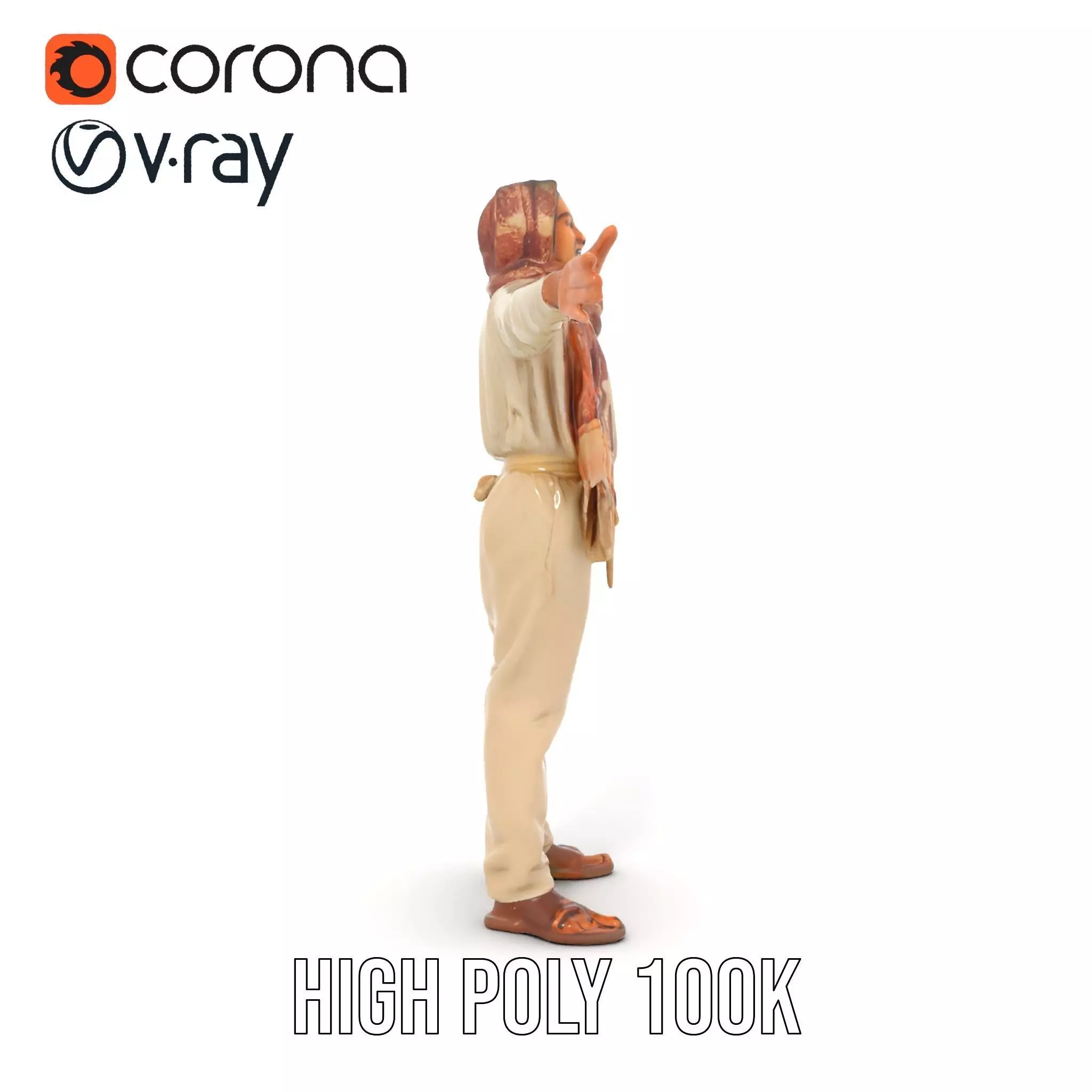 Stylish Standing Human Model Pack with Outfit and Scarf Low-poly 3D model_34