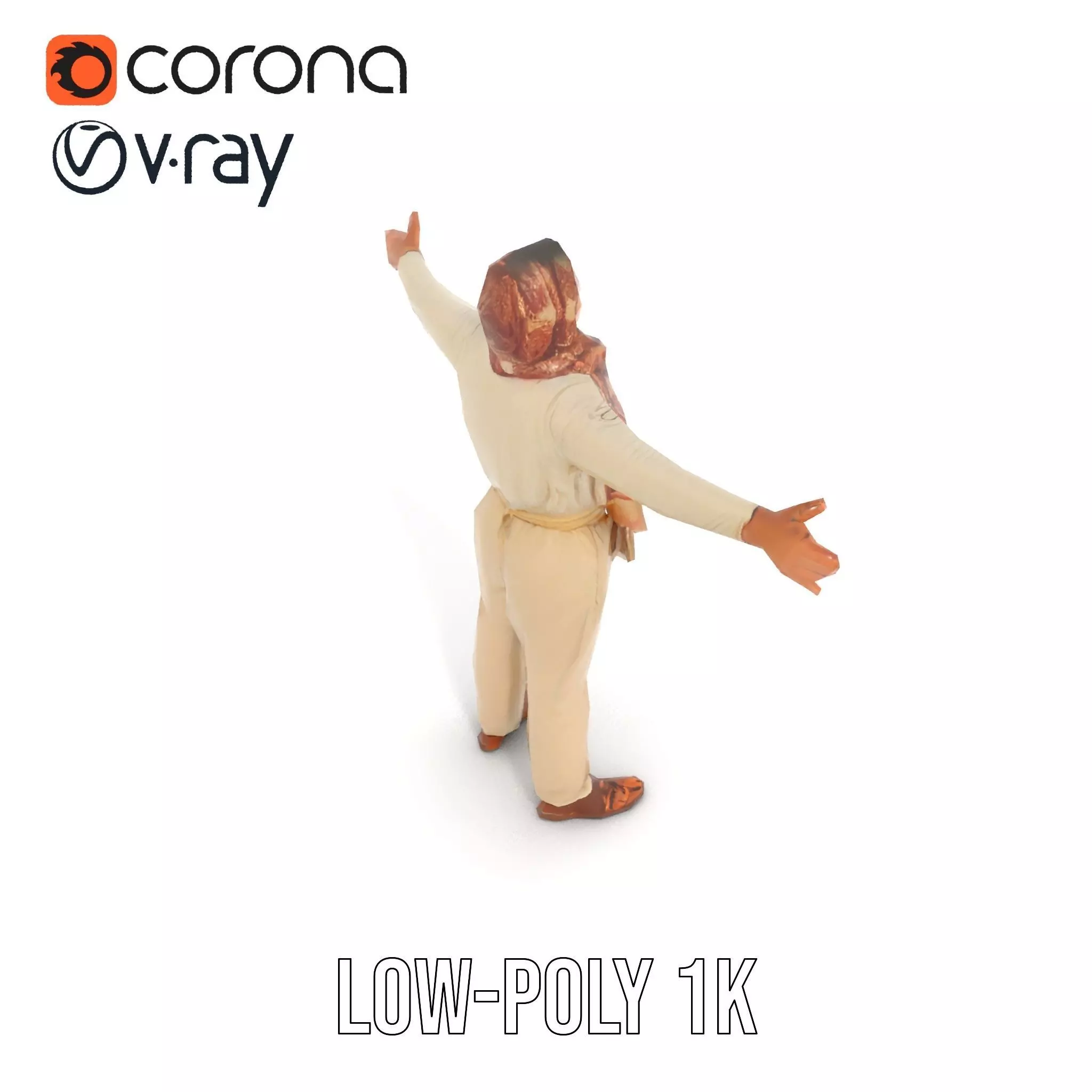 Stylish Standing Human Model Pack with Outfit and Scarf Low-poly 3D model_29